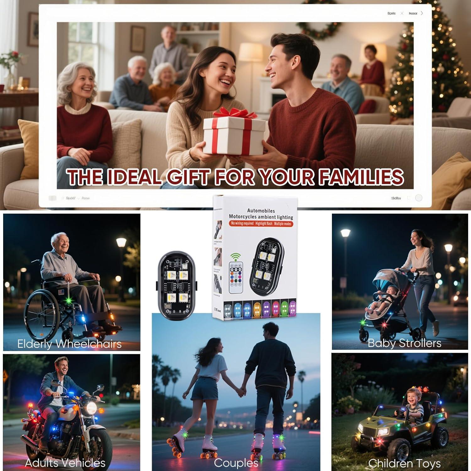 Luces Estroboscópicas LED Inalámbricas Aukmak 4 LEDs 8 Colores