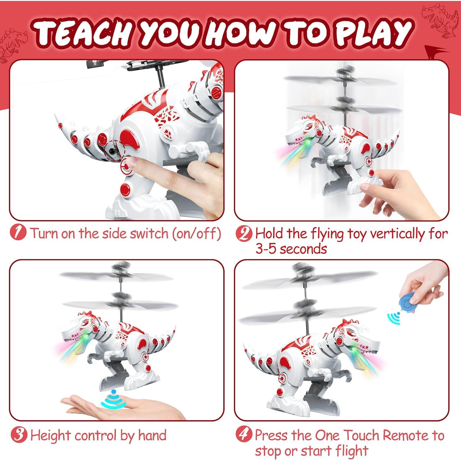 Paquete de 2 Juguetes Voladores Dinosaurio Amiline con LED