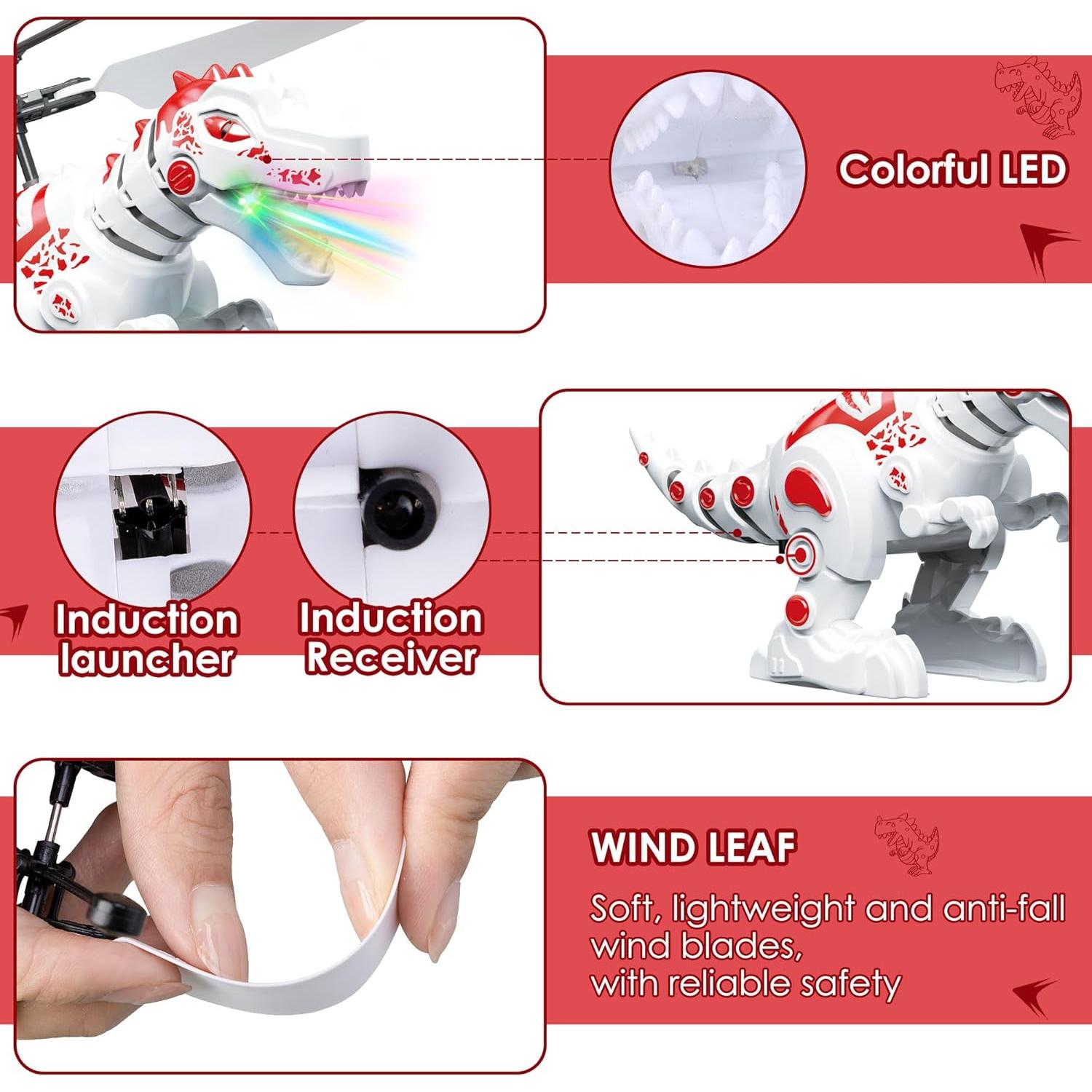 Paquete de 2 Juguetes Voladores Dinosaurio Amiline con LED