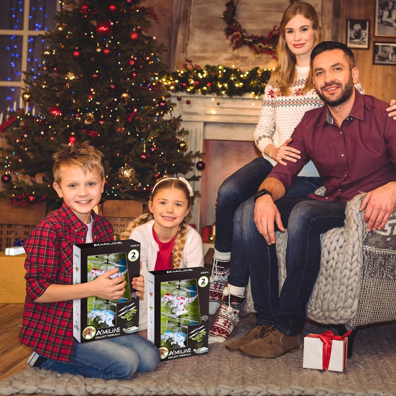 Paquete de 2 Juguetes Voladores Dinosaurio Amiline con LED