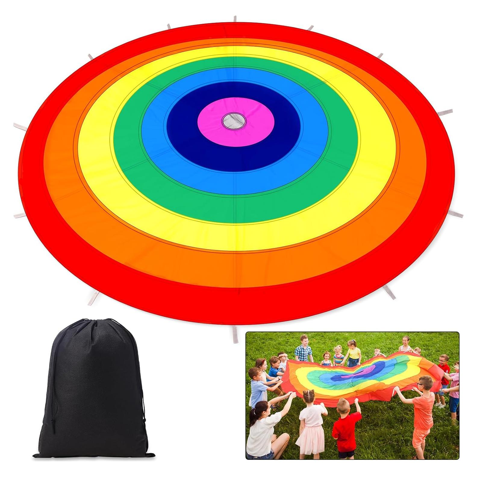 Paracaídas Arcoíris 3.6 m con Mangos y Bolsa DaisyInner