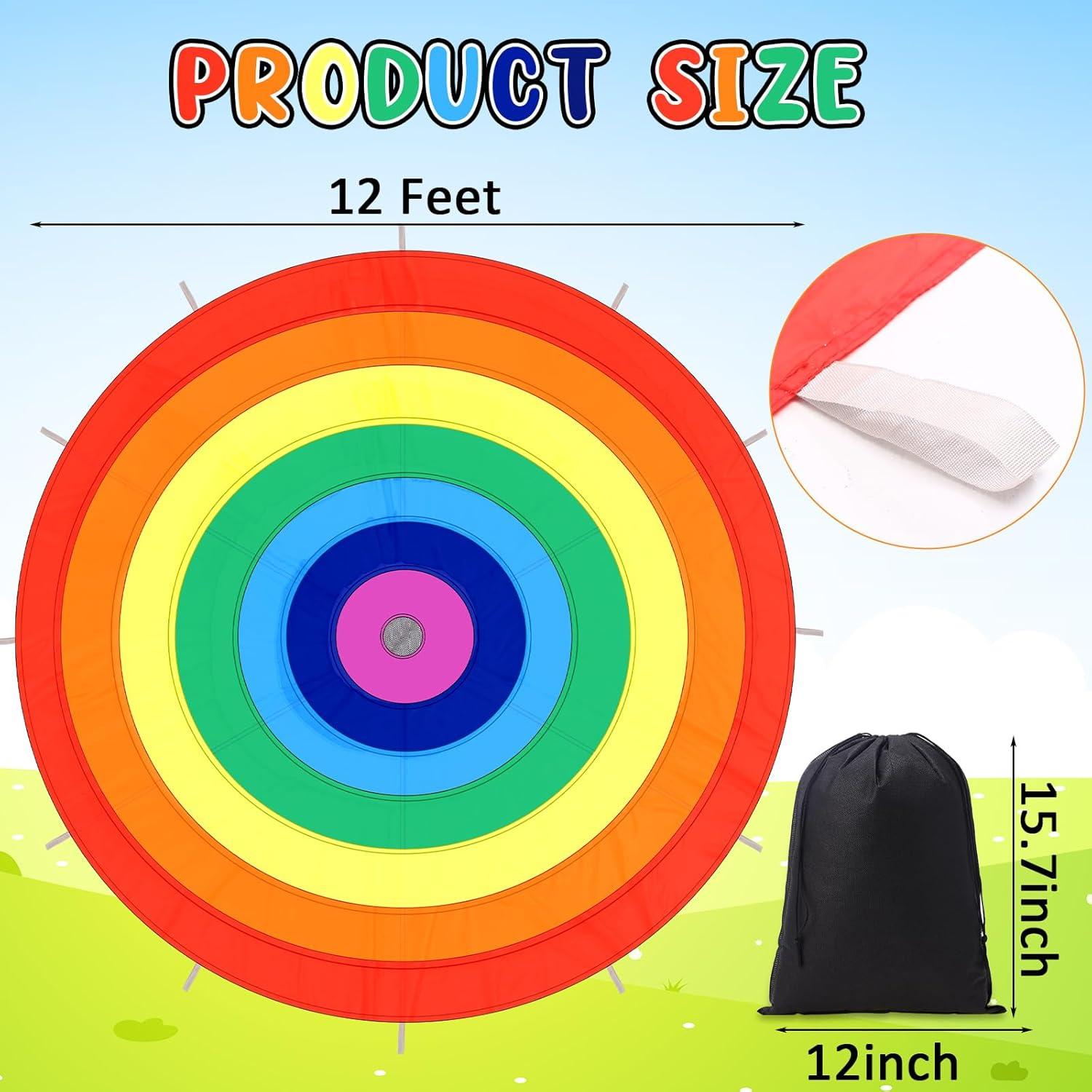 Paracaídas Arcoíris 3.6 m con Mangos y Bolsa DaisyInner