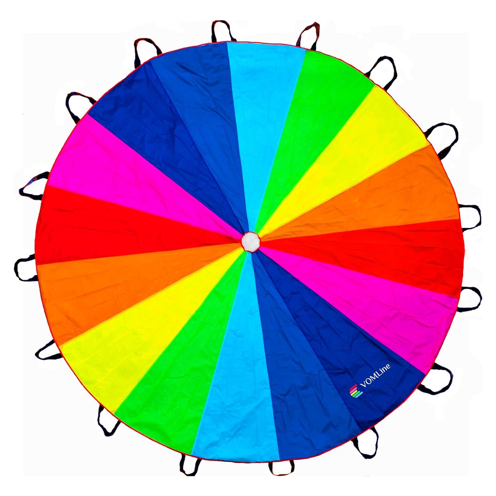 Paracaídas para Niños 12ft VOMLINE 16 Mangos Colores Brillantes