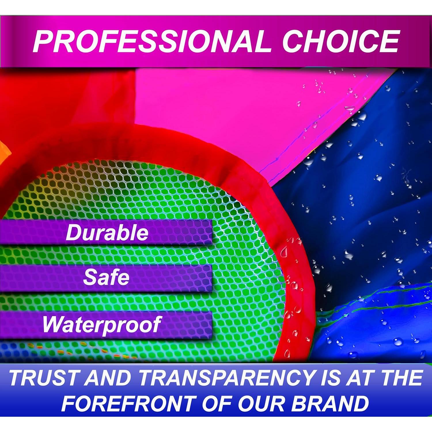 Paracaídas para Niños 12ft VOMLINE 16 Mangos Colores Brillantes