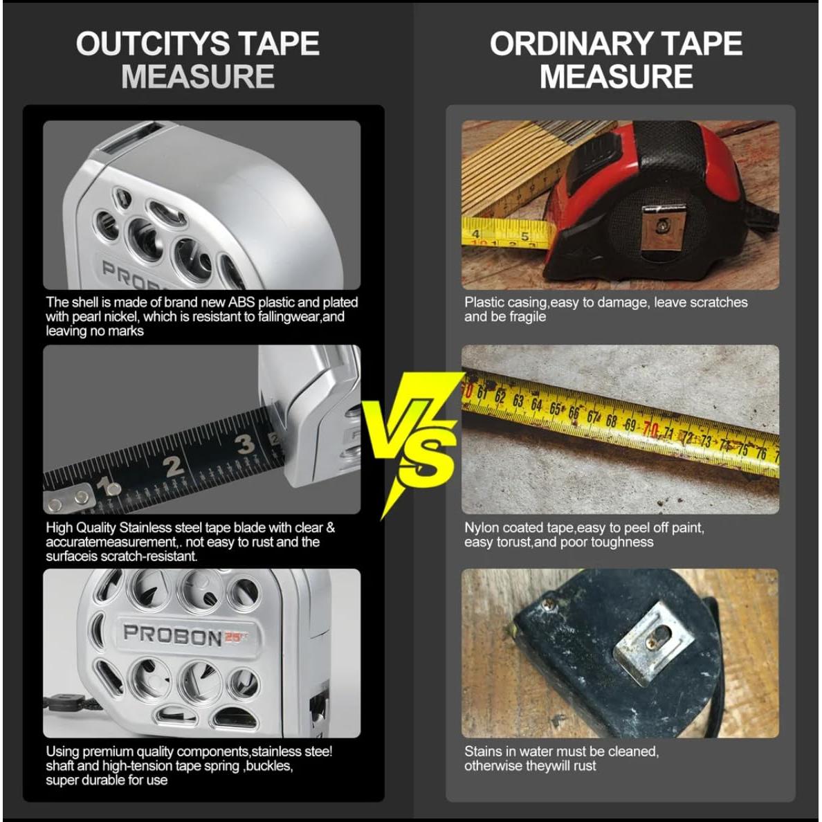 Cinta Métrica Magnética PROBON 7.62m Acero Inoxidable Autocierre