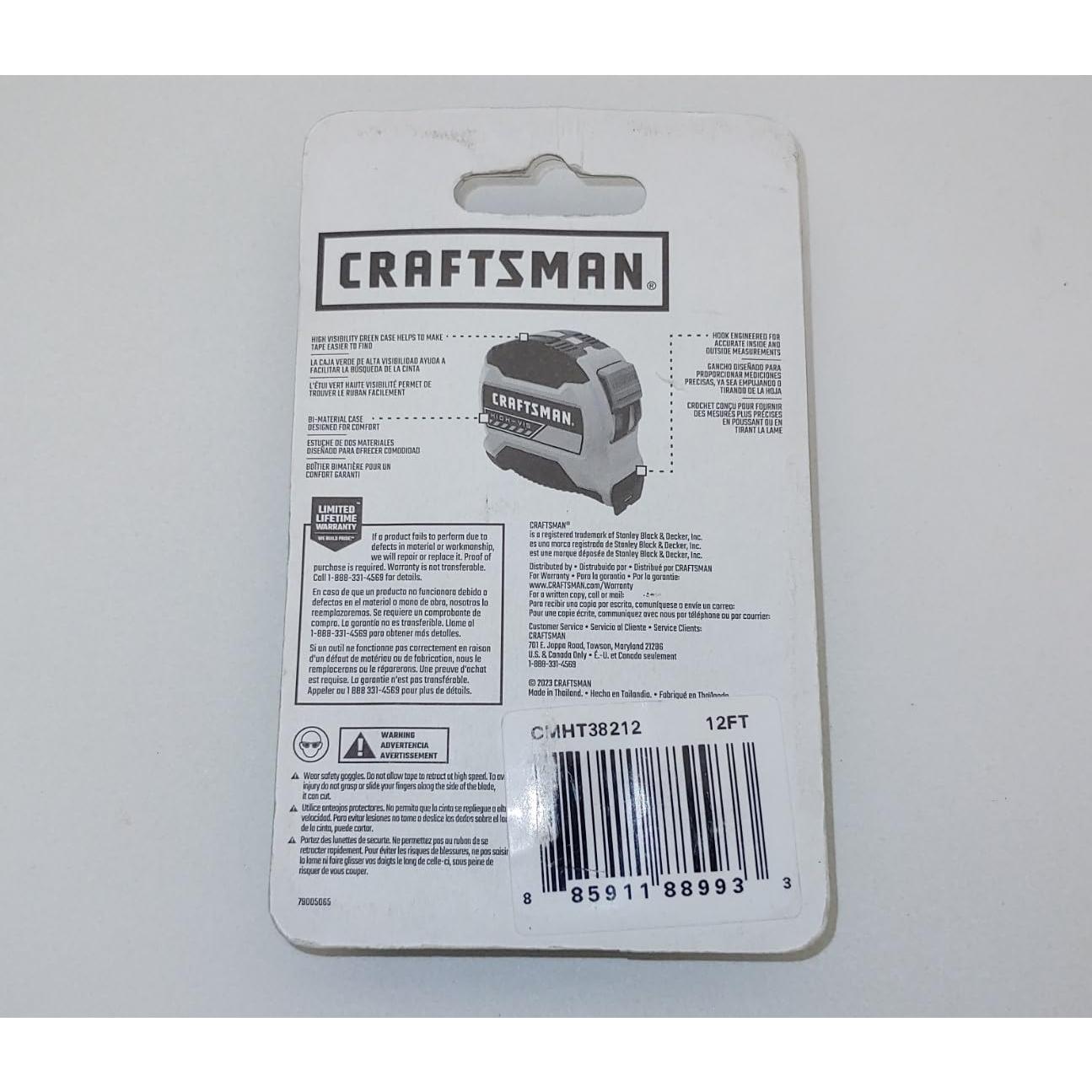 Cinta Métrica Craftsman 3.66m Alta Visibilidad Compacta