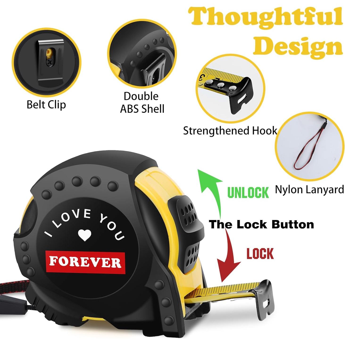 Cinta Métrica 4.88m LA NOVO con Mensaje 'Te Amo Para Siempre'