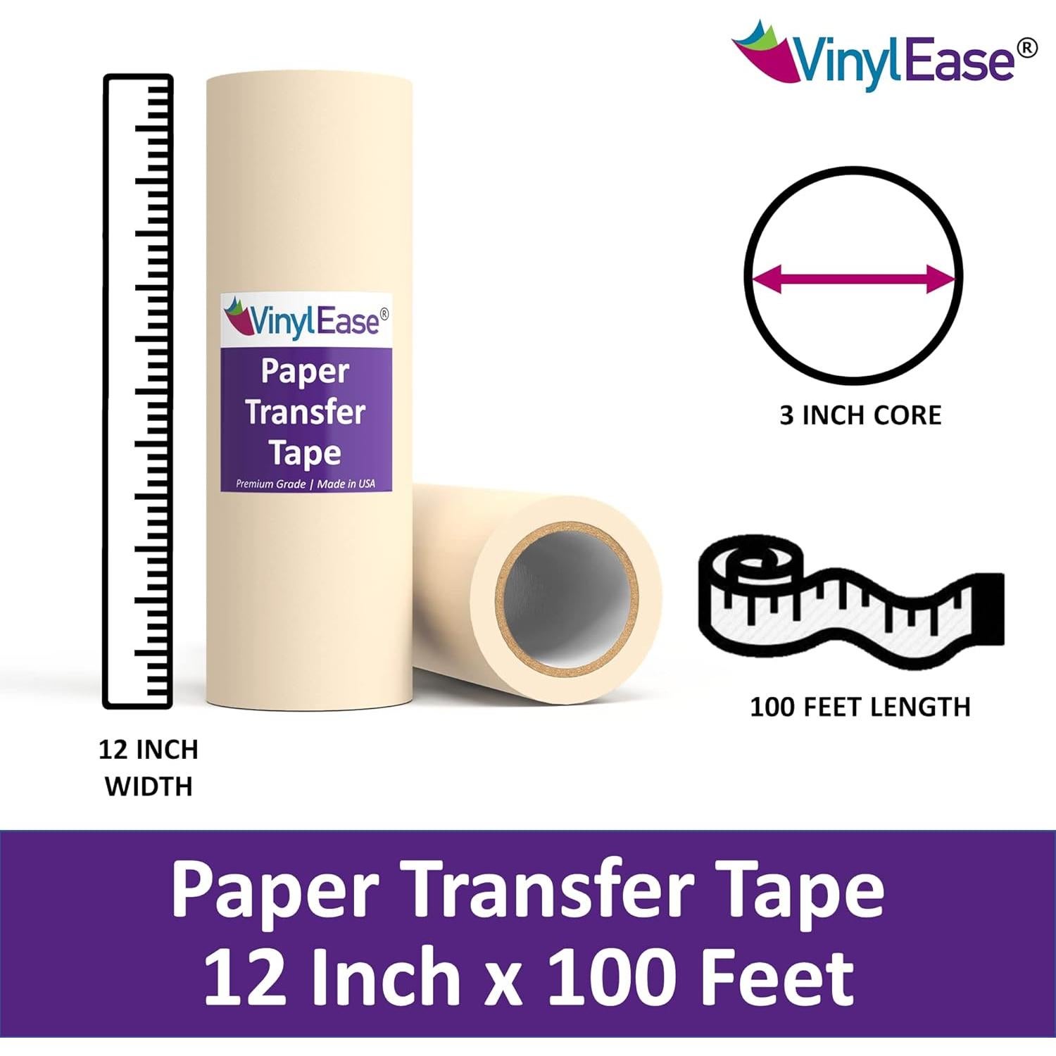 Cinta de Transferencia de Papel Vinyl Ease 30.48 cm x 30.48 m Tack Medio-Alto