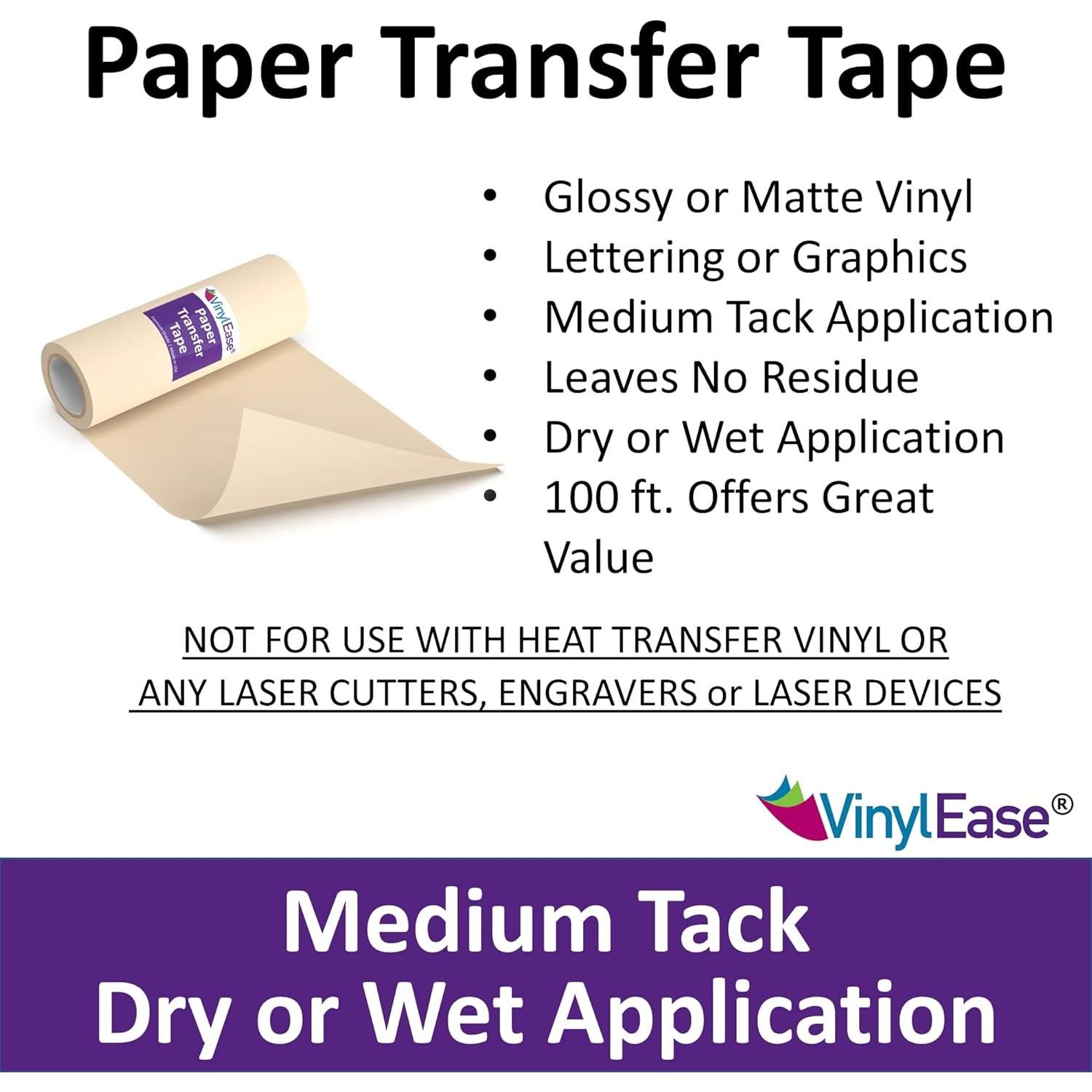 Cinta de Transferencia de Papel Vinyl Ease 30.48 cm x 30.48 m Tack Medio-Alto