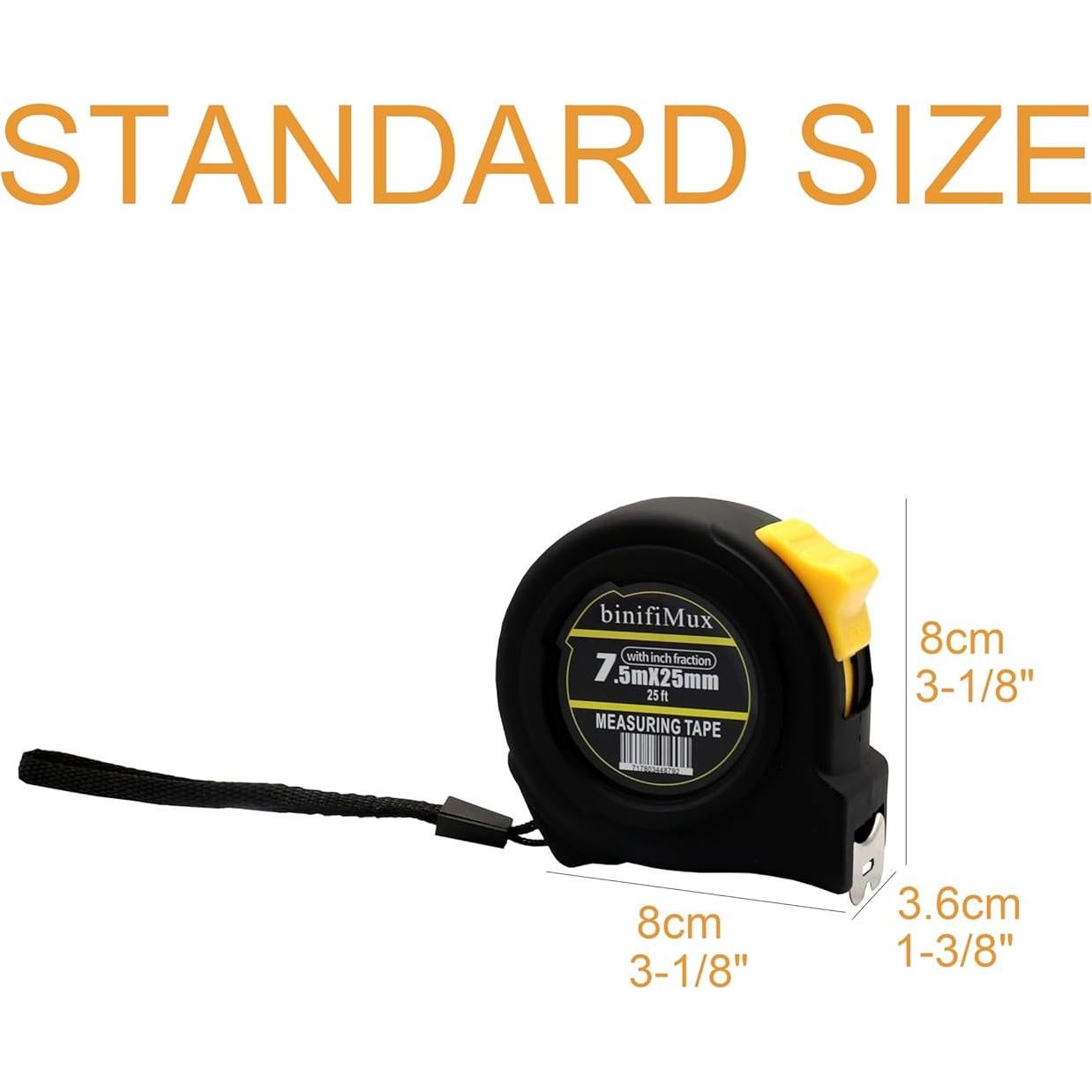 Cinta Métrica 7.5M binifiMux con Fracciones para Construcción
