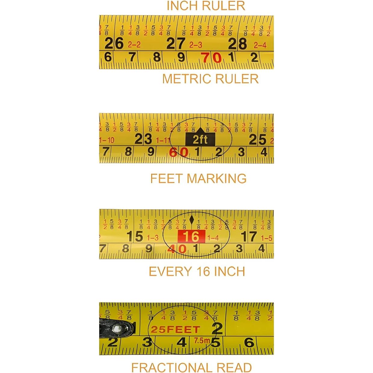 Cinta Métrica 7.5M binifiMux con Fracciones para Construcción