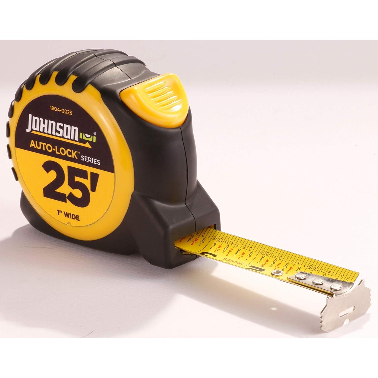 Cinta de Medir Auto-Lock Johnson 7.6 m x 2.54 cm Negra/Amarilla