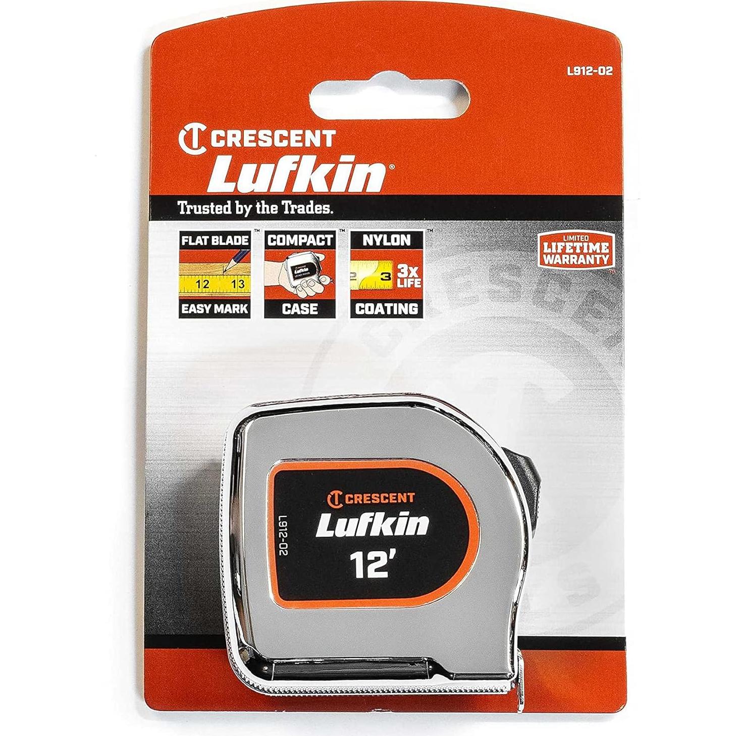 Cinta Métrica Cromada Lufkin 30.48 cm con Caja Amarilla