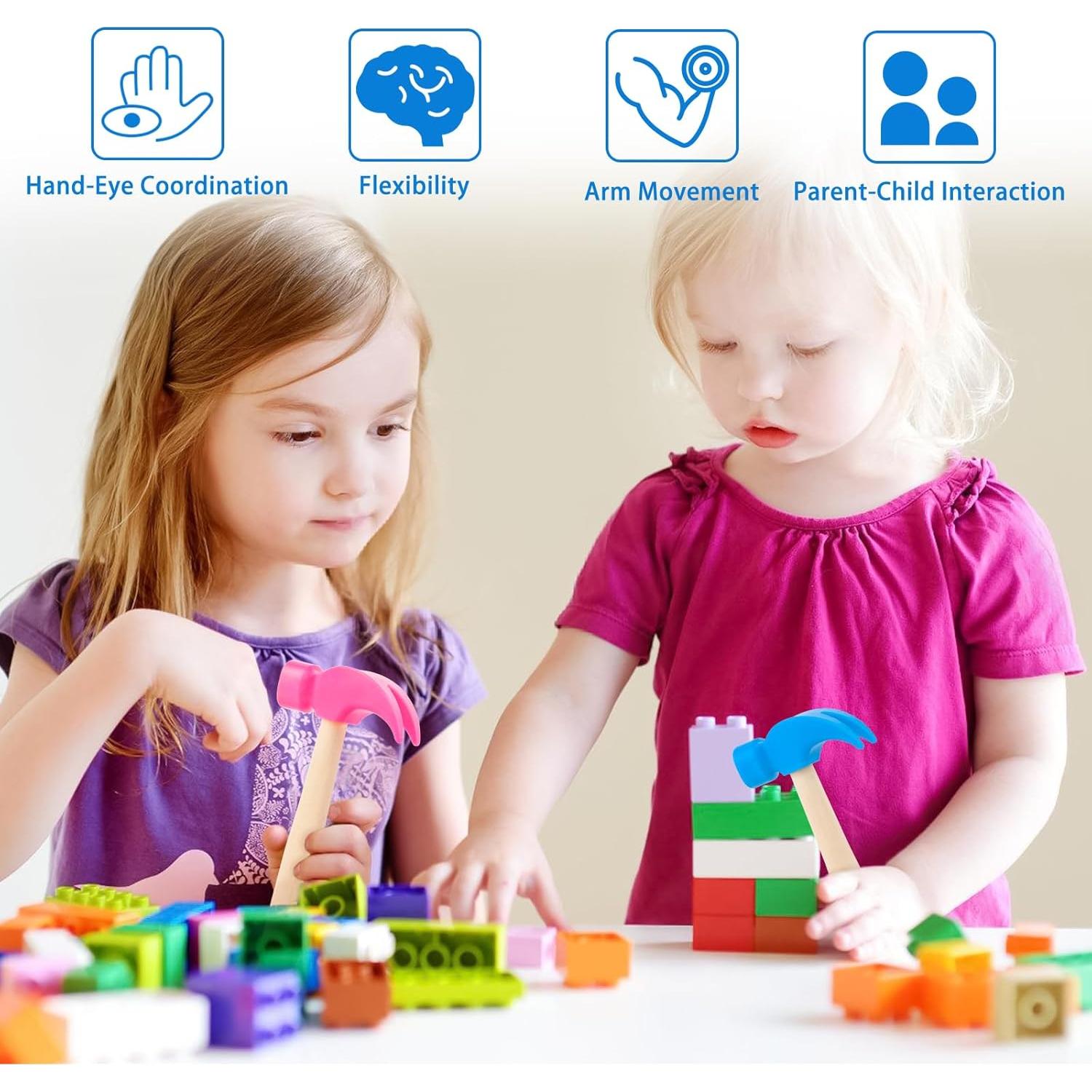 Paquete de 2 Juguetes Martillo de Madera Hxezoc 16.5 cm