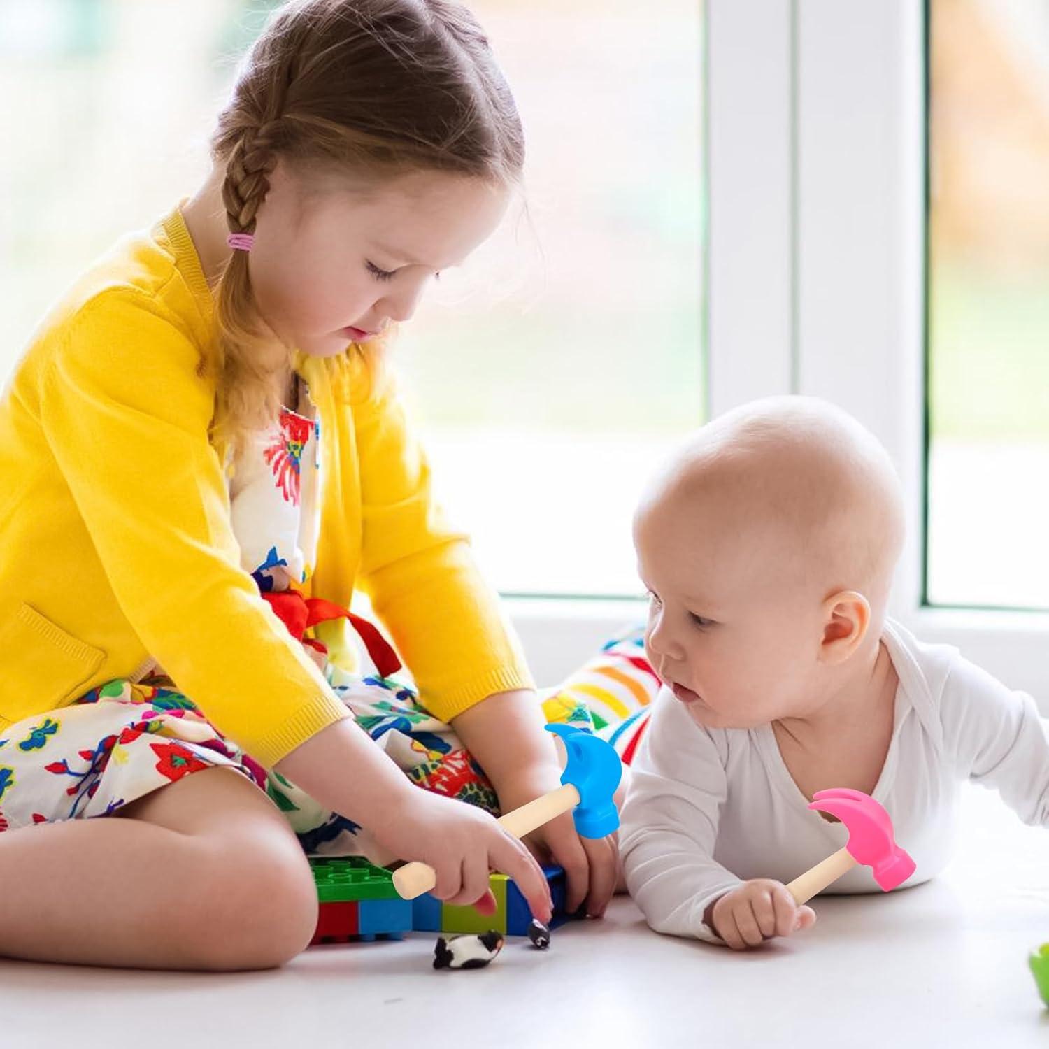 Paquete de 2 Juguetes Martillo de Madera Hxezoc 16.5 cm