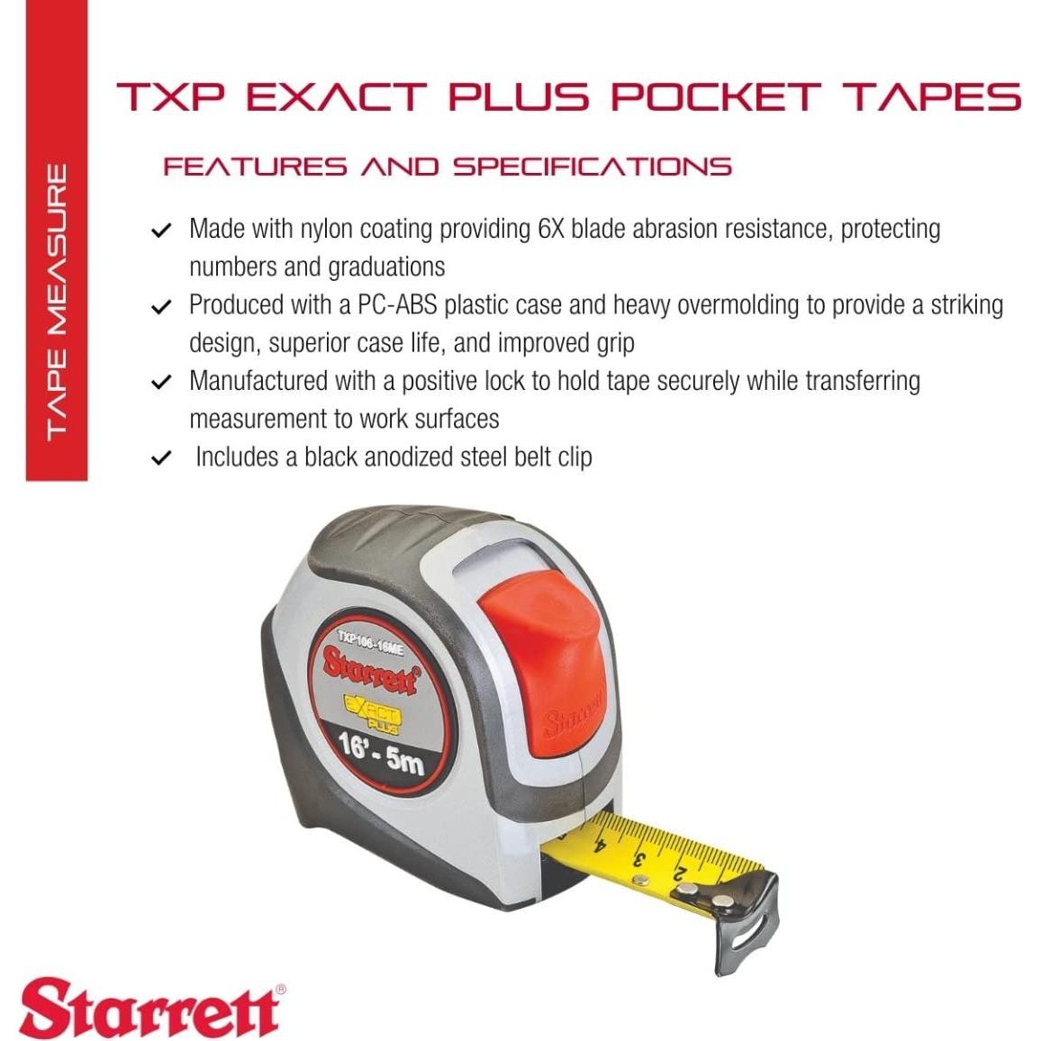 Cinta Métrica Retráctil Starrett Exact Plus 4.88 m Nylon