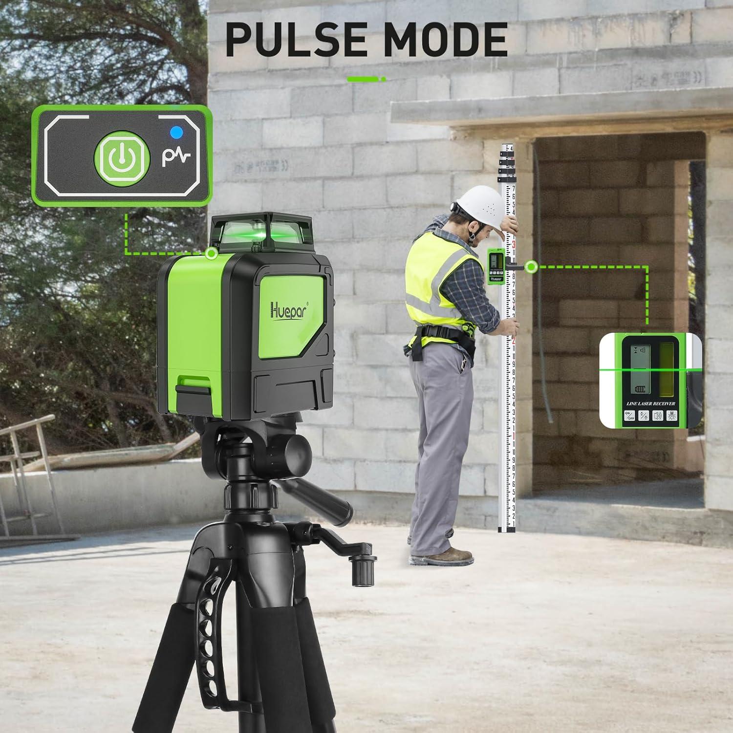 Nivel Láser Verde Huepar 901CG con Trípode Ajustable 56cm