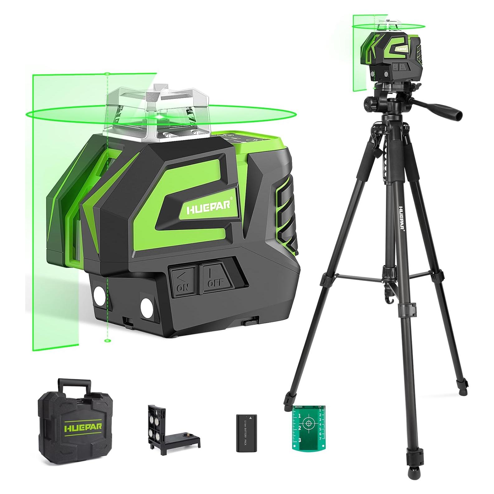 Nivel Láser Verde Autonivelante Huepar 7211CG con Trípode 172 cm