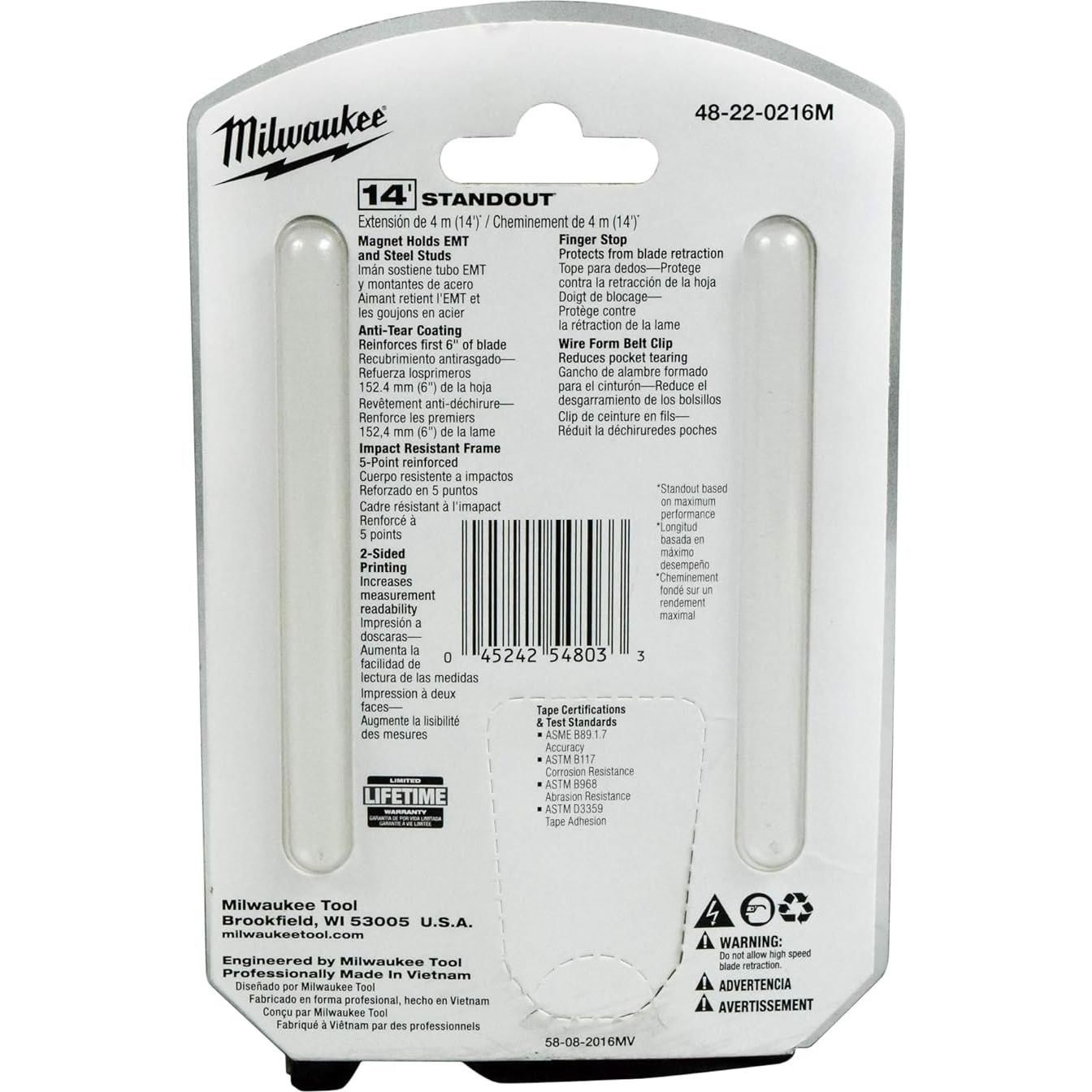 Cinta Métrica Magnética Milwaukee 4.88 m x 3.3 cm Resistente