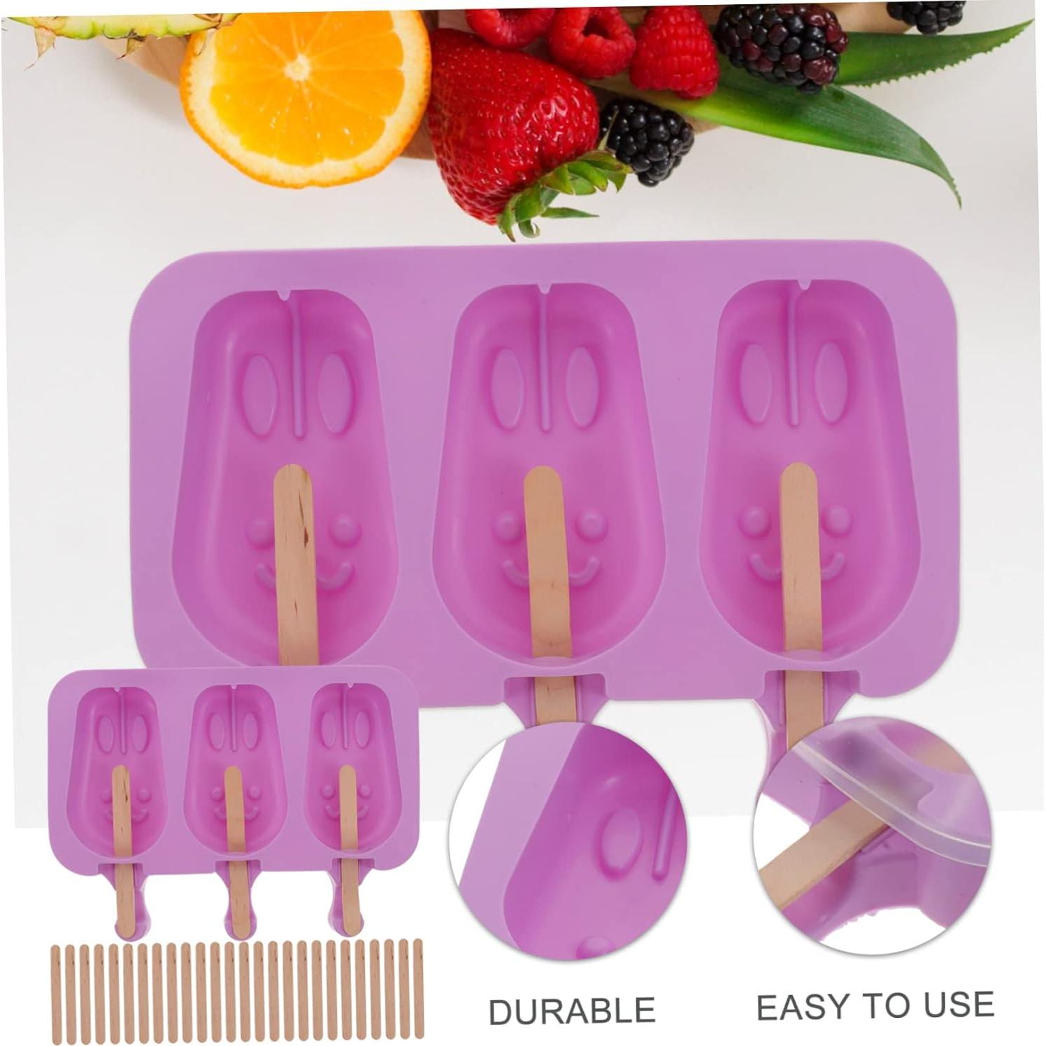 Molde de Hielo de Silicona KICHOUSE Conejo con Tapa y Palitos