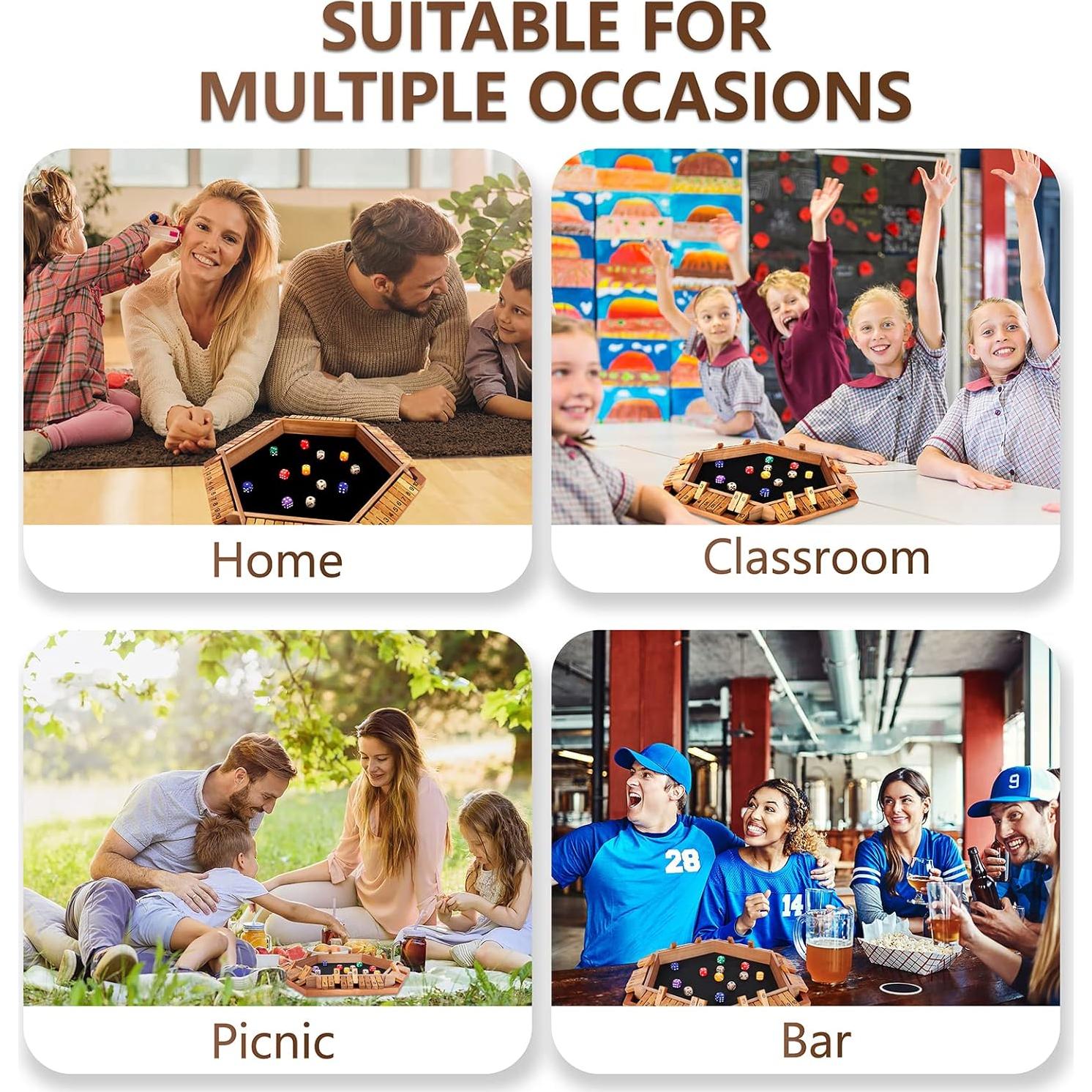 Juego de Dados Shut The Box Nicecho para 2-6 Jugadores