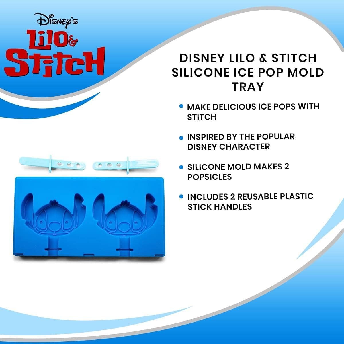 Molde de Paletas de Hielo Disney Lilo & Stitch Azul 2 Piezas