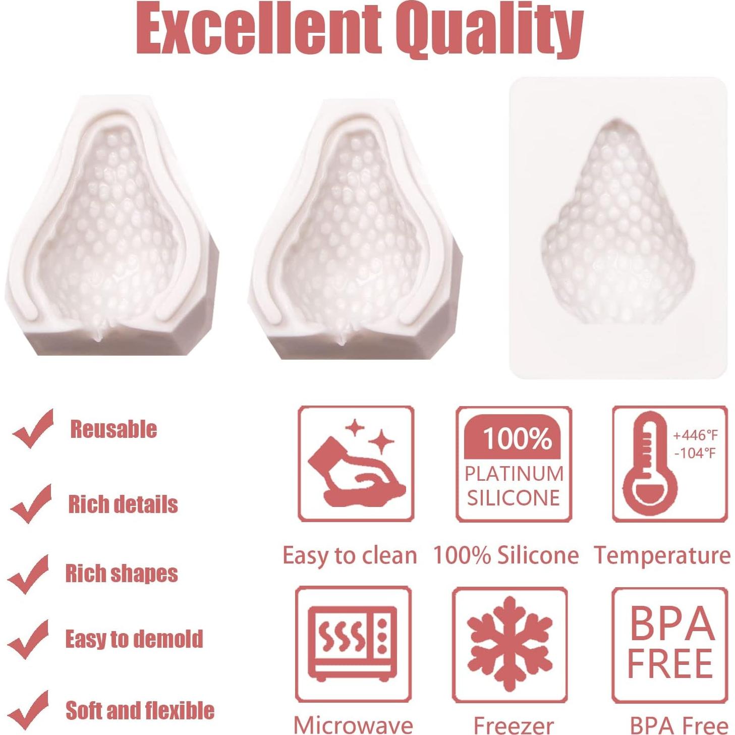 Moldes de Silicona 3D de Fresa YWZBOMOLDRM - 5 Pcs