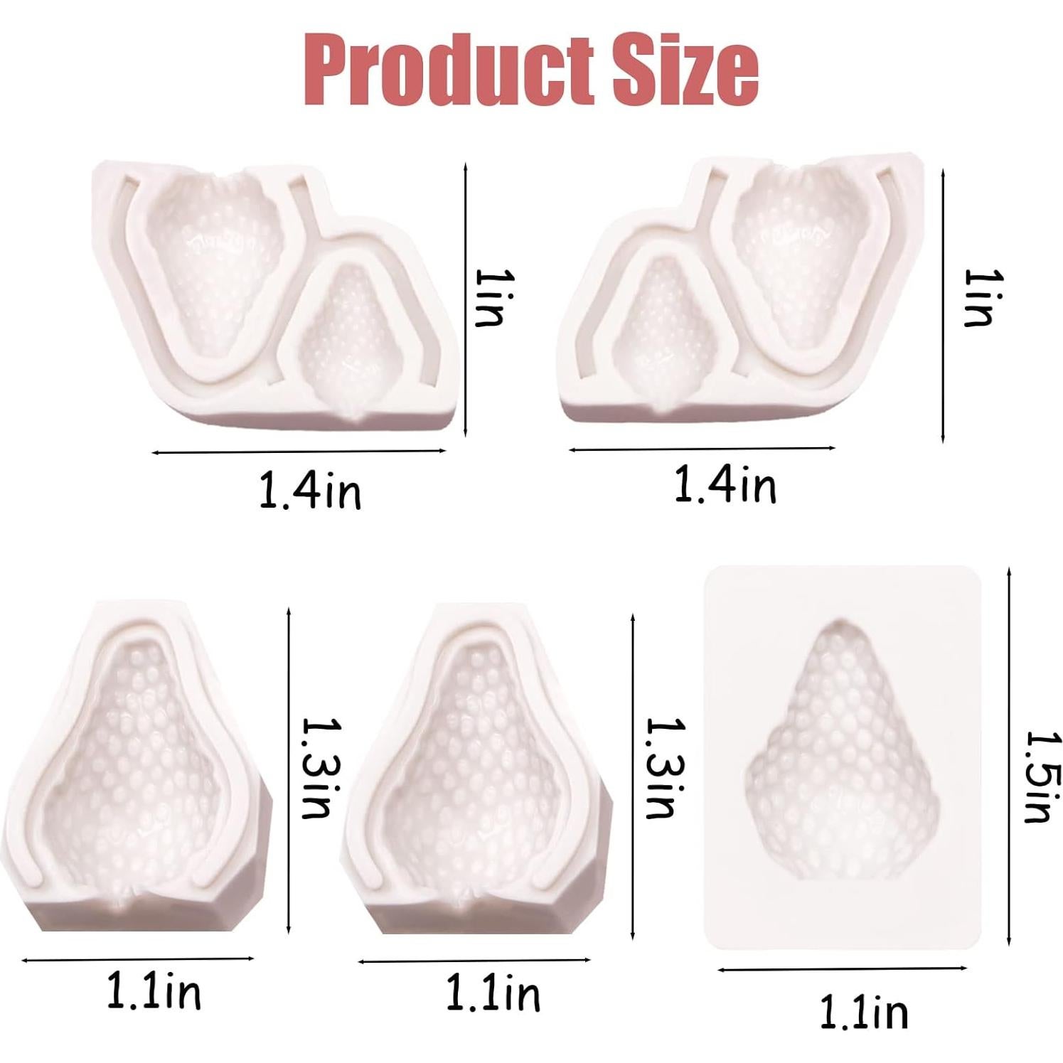Moldes de Silicona 3D de Fresa YWZBOMOLDRM - 5 Pcs