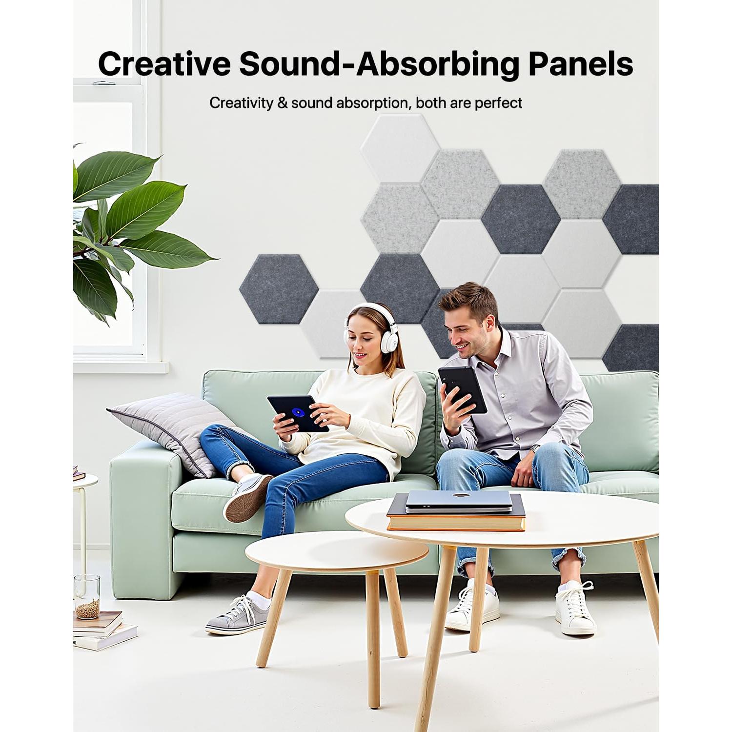 Paneles Acústicos Soundsbay 12 Piezas 30.48x25.4 cm Gris Oscuro