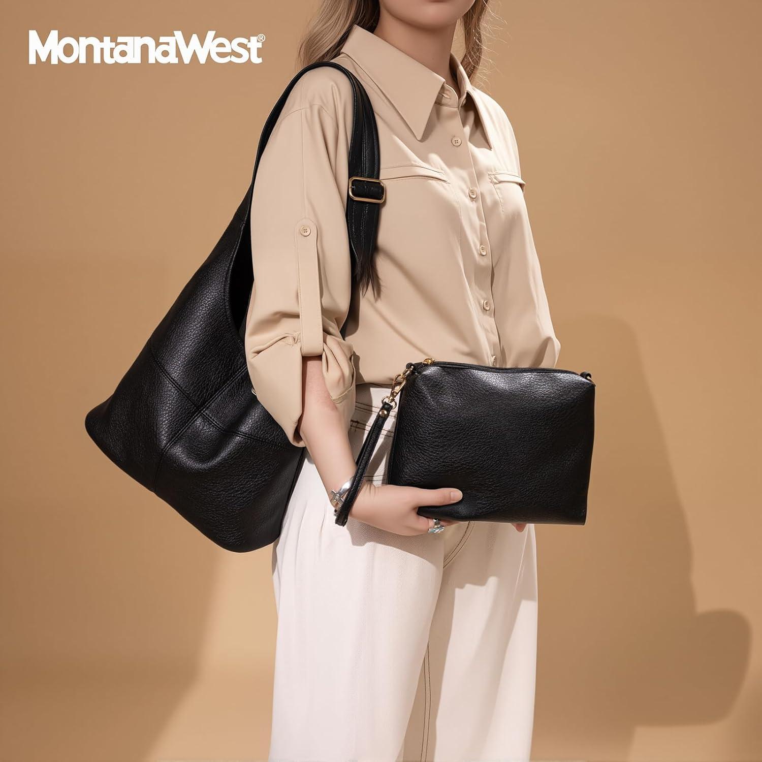 Bolso Hobo Montana West Negro para Mujeres Plegable y Chic