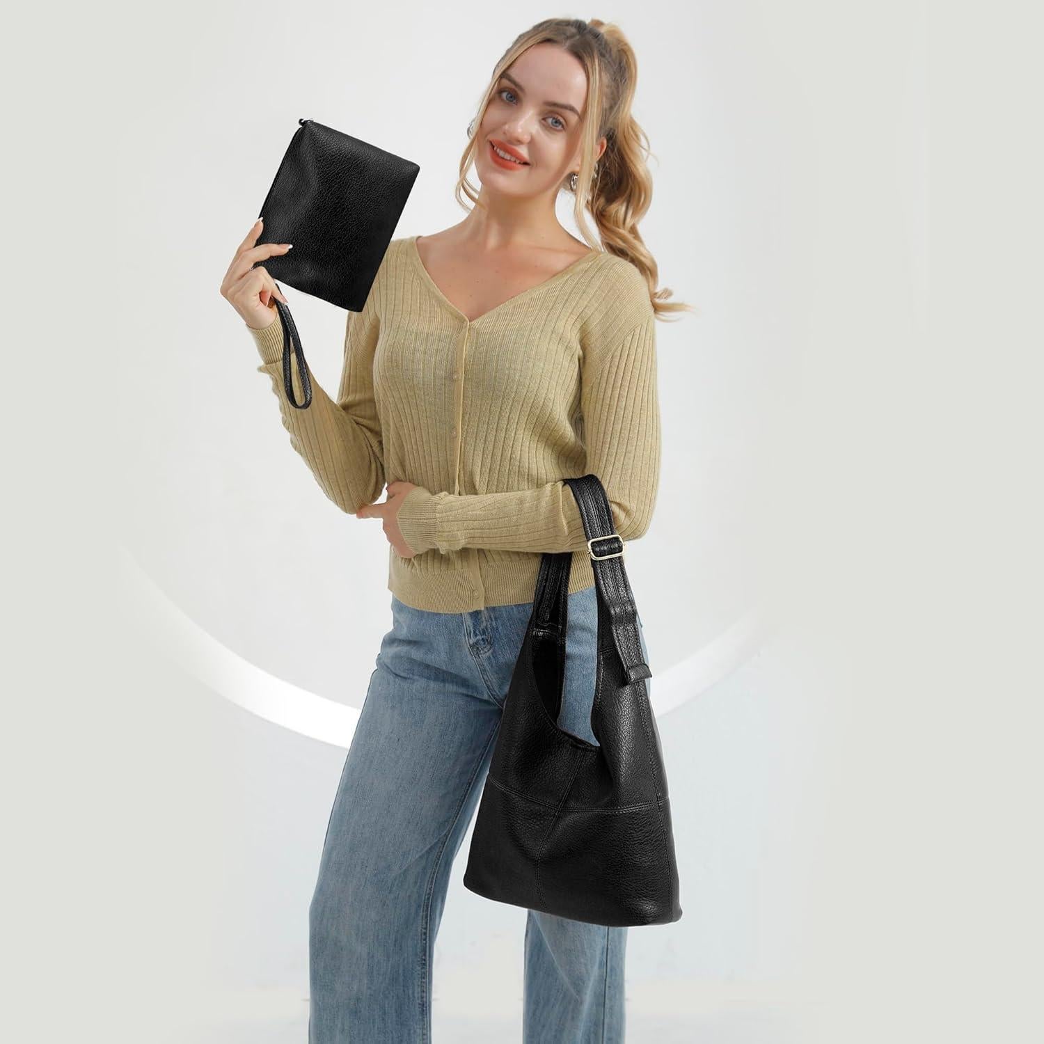 Bolso Hobo Montana West Negro para Mujeres Plegable y Chic