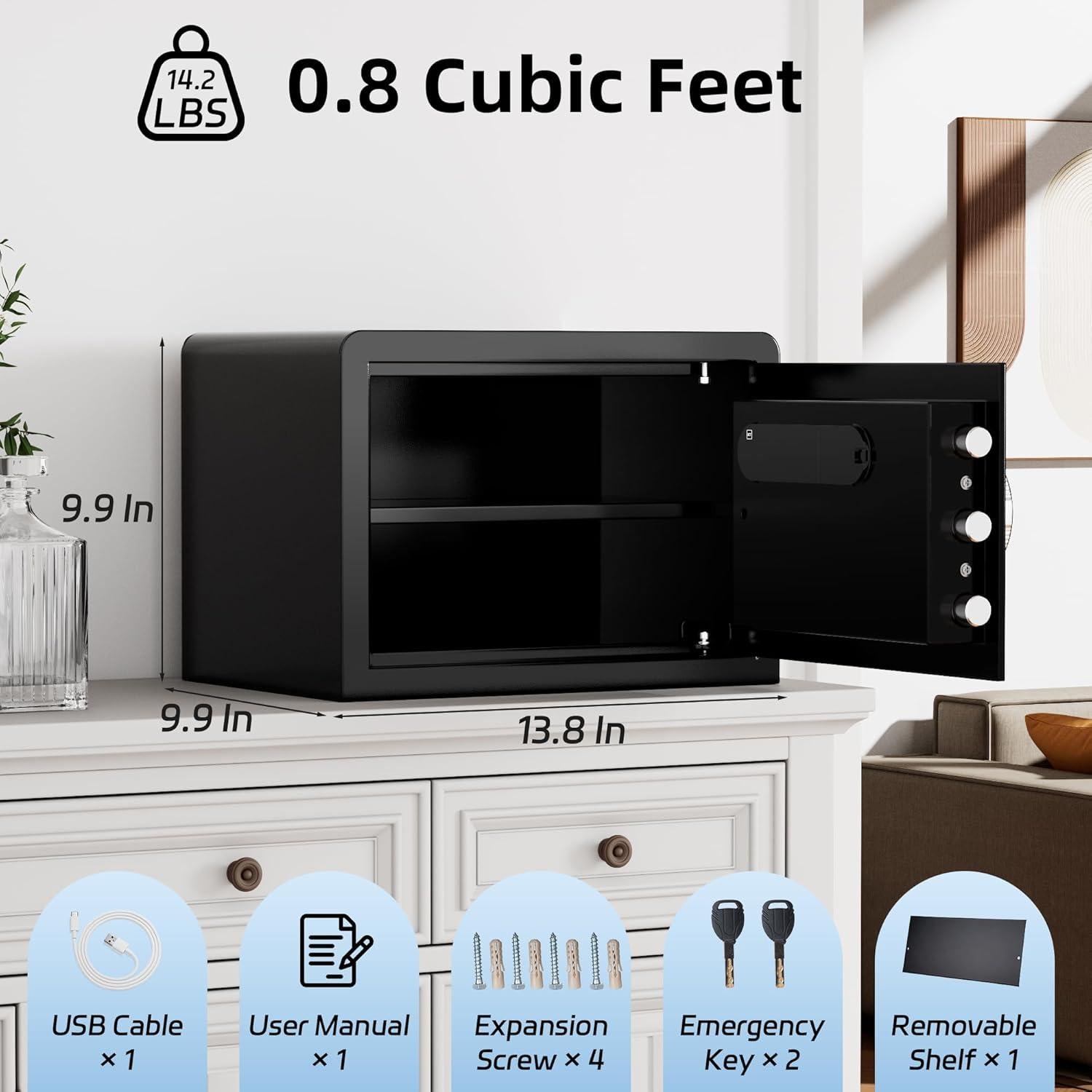 Caja Fuerte Biométrica KPASAFE 22.7L con Huella Digital