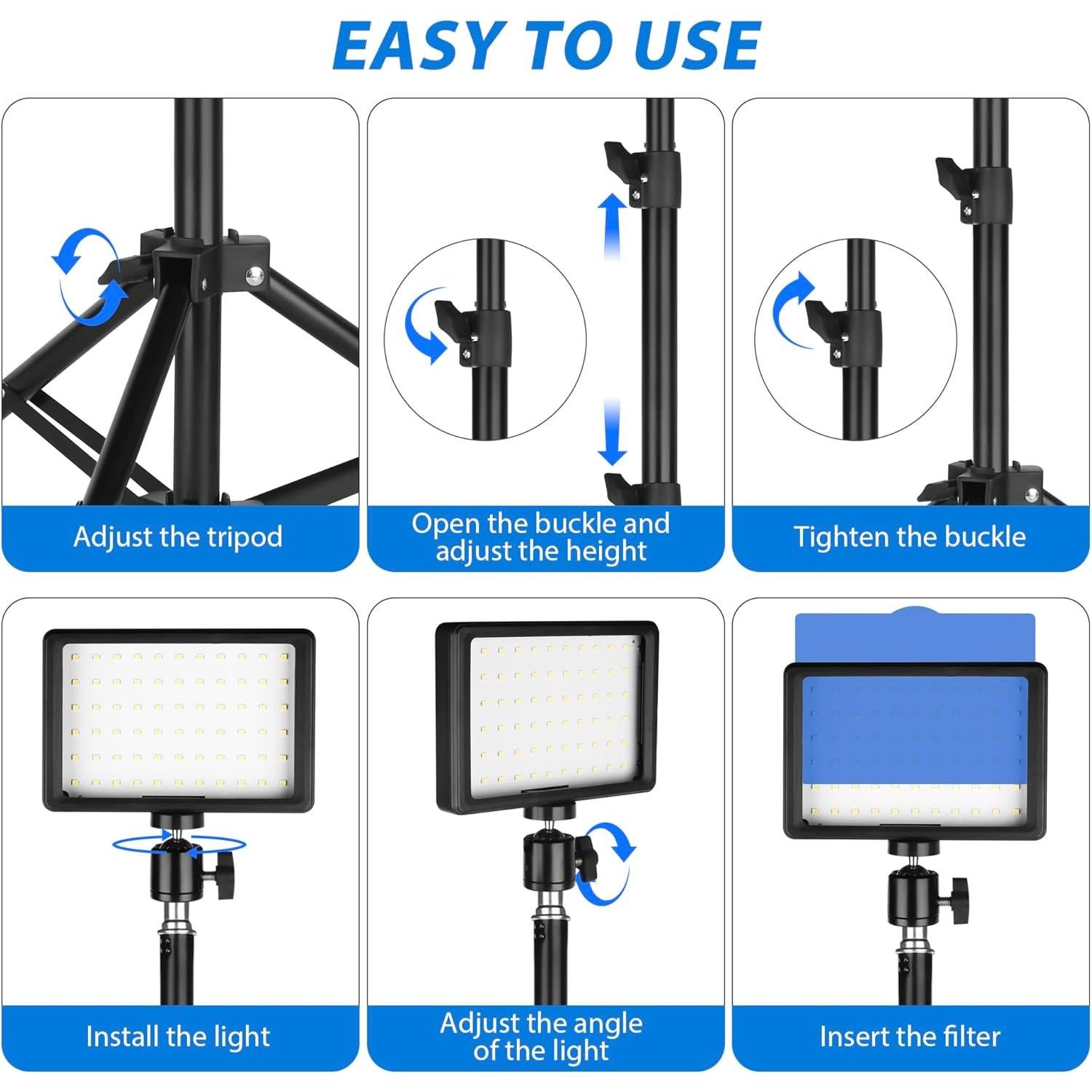 Luz LED Continua Ci-Fotto 2-Pack con Trípodes y Filtros