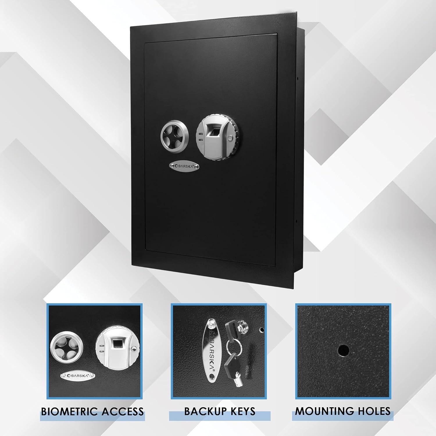 Caja Fuerte de Pared Biométrica Barska AX12038 con Estantes