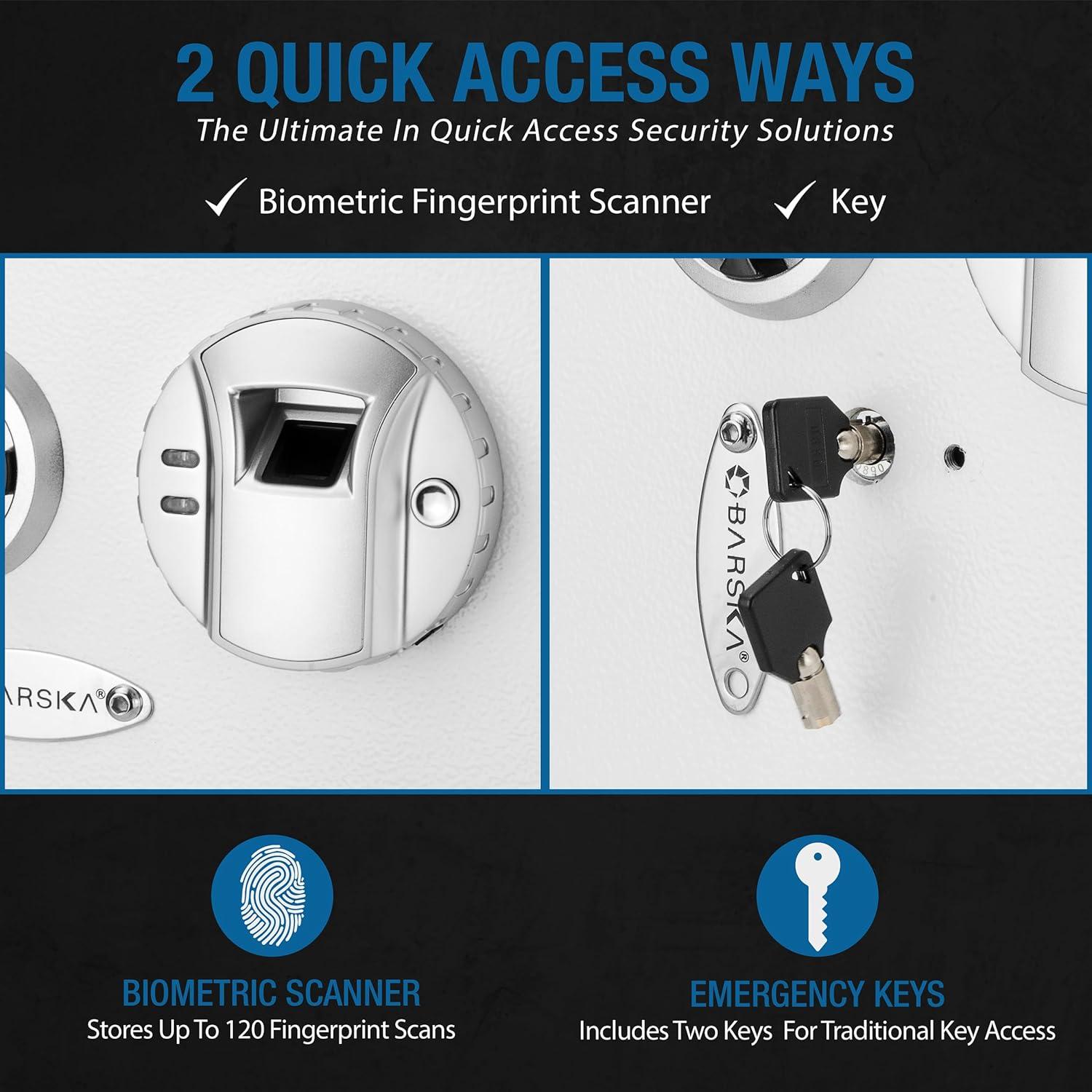 Caja Fuerte Biométrica de Pared Barska AX13030 - 120 Huellas