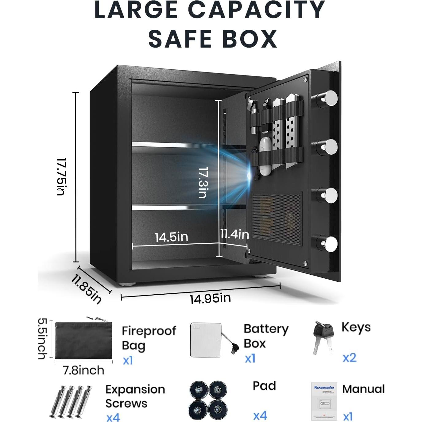 Caja Fuerte Biométrica Novasafe 2.0 Pies Cúbicos con Alarma