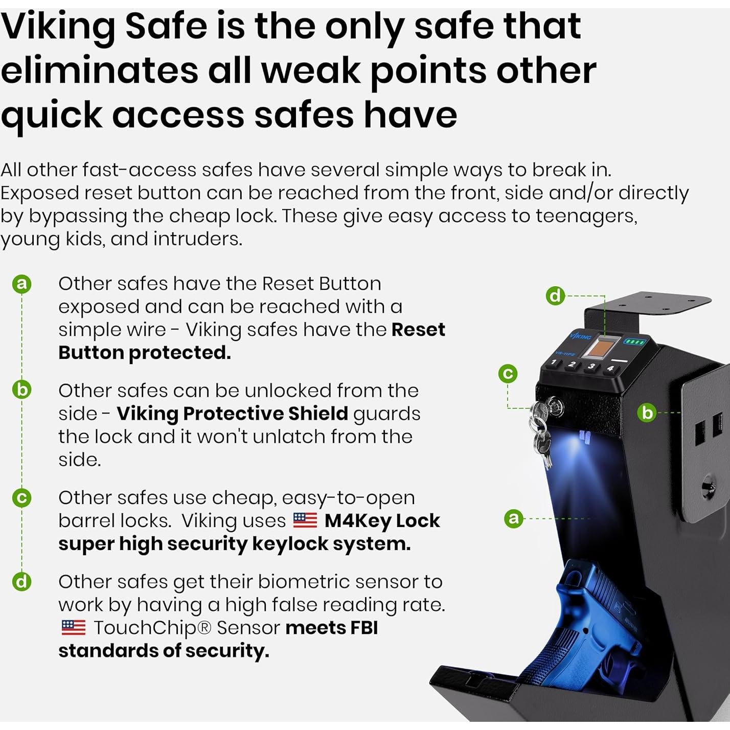 Caja Fuerte Biométrica Viking VS-11PZ para Pistola 1 Unidad