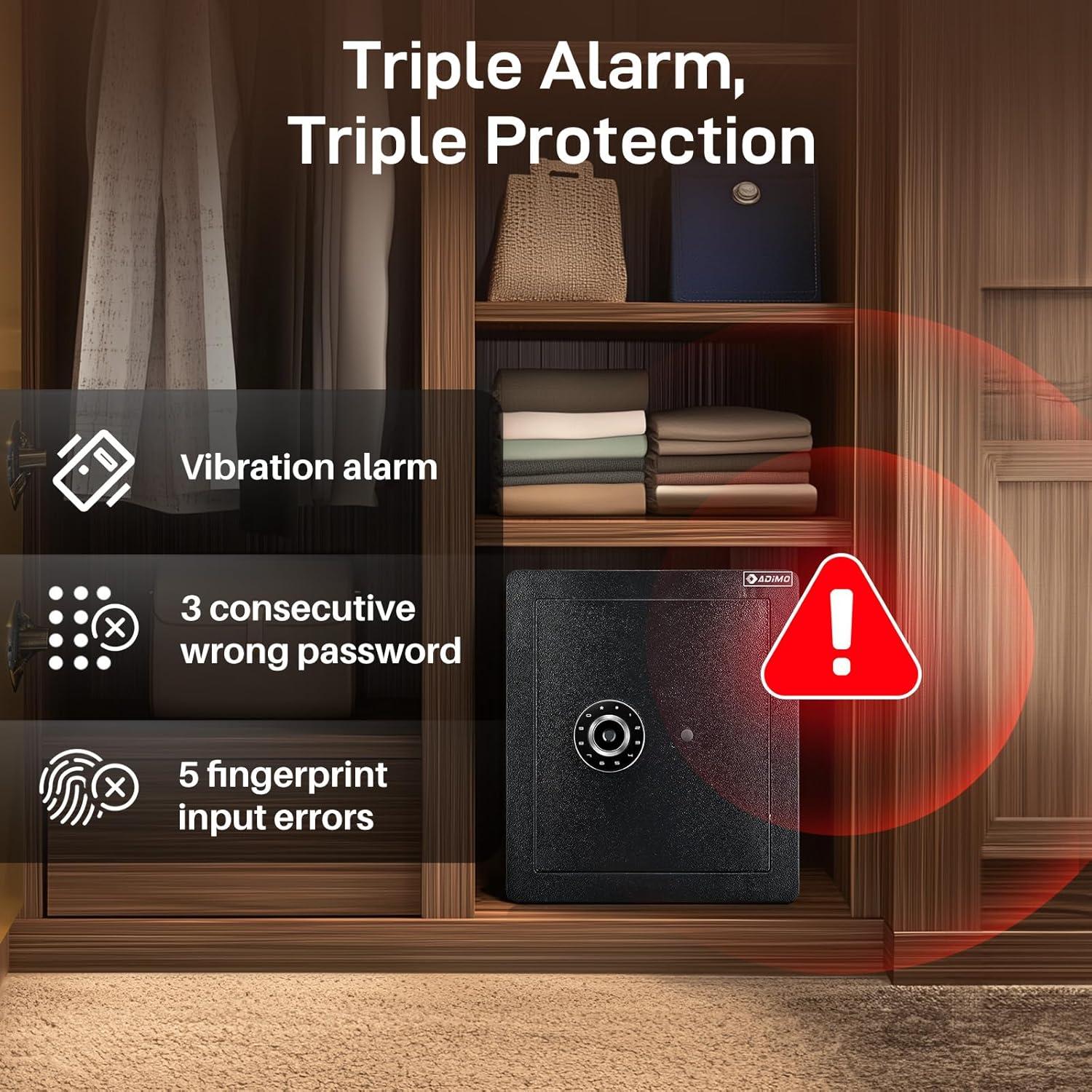 Caja Fuerte Biométrica ADIMO Ignífuga 1.6 Pies Cúbicos