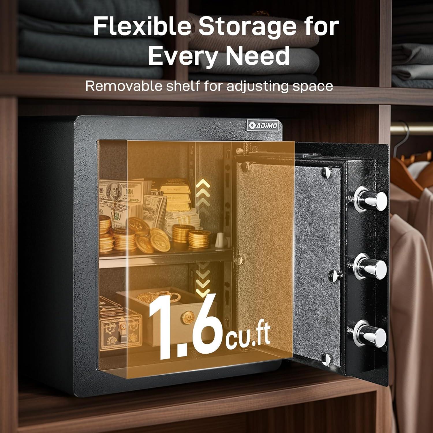 Caja Fuerte Biométrica ADIMO Ignífuga 1.6 Pies Cúbicos