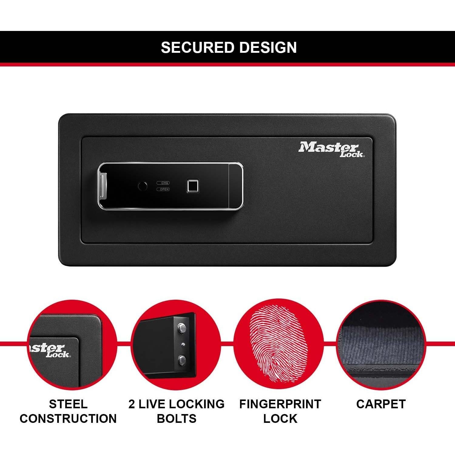 Caja Fuerte Biométrica Master Lock LX110BEURHRO 25L Negra