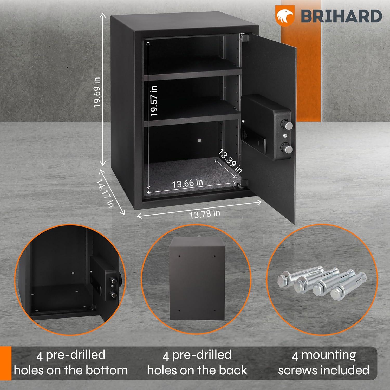 Caja Fuerte Biométrica Brihard XL 50x35x36 cm a Prueba de Fuego