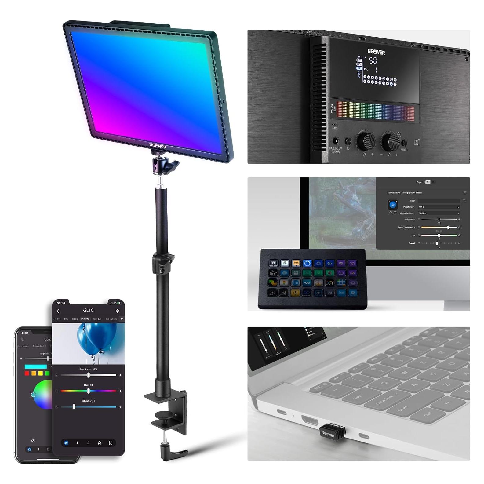 NEEWER GL1C Luz LED RGB 48W para Streaming y Gaming