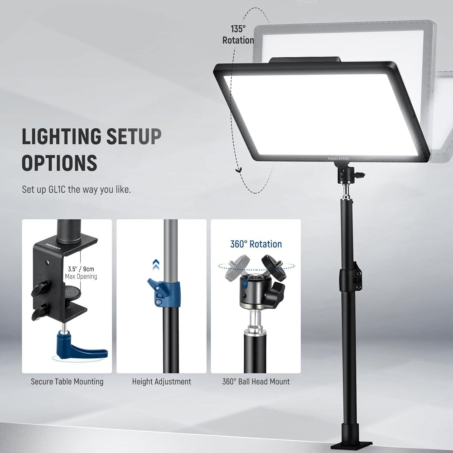 NEEWER GL1C Luz LED RGB 48W para Streaming y Gaming