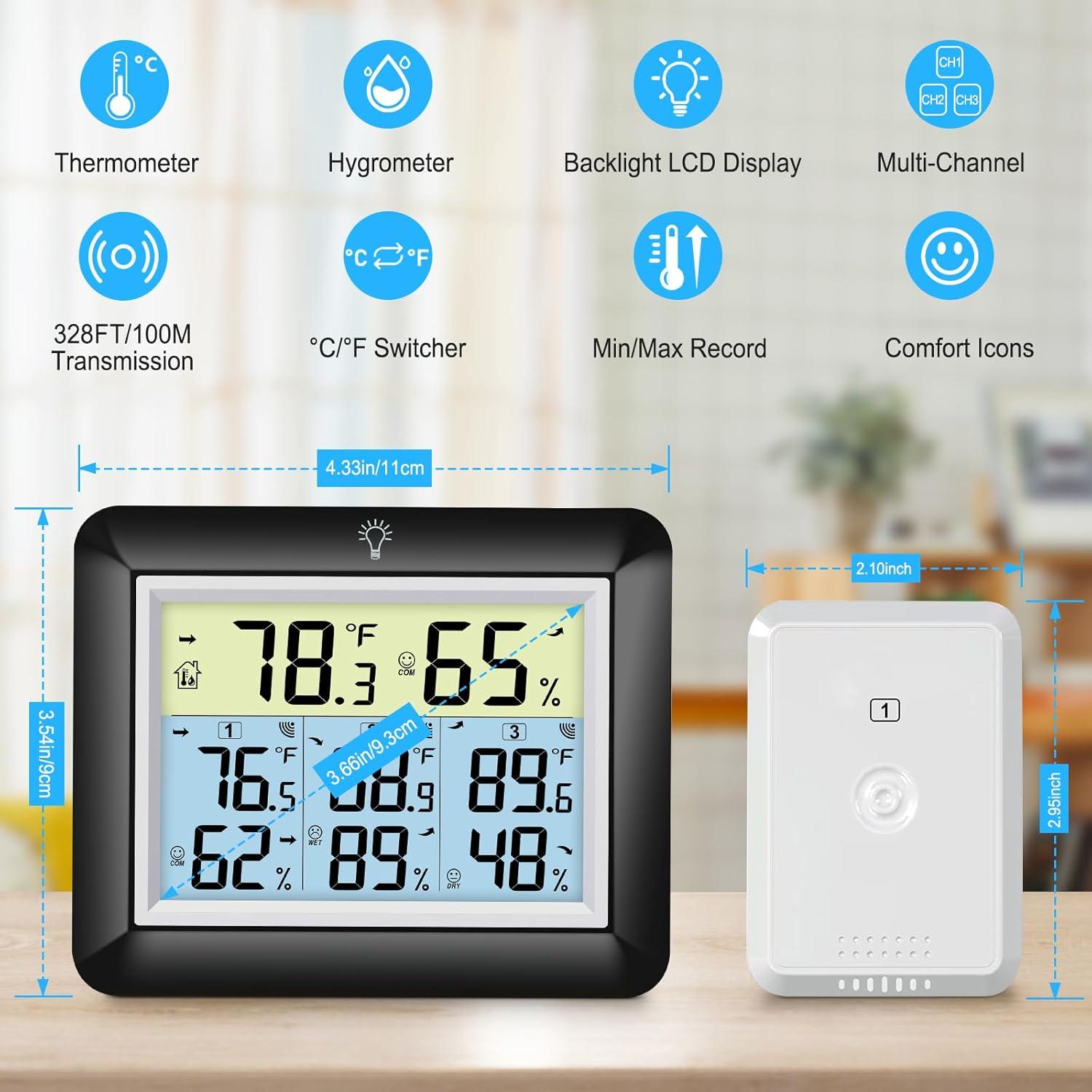 Termómetro e Higrómetro Inalámbrico Urageuxy WS0170BKY Negro