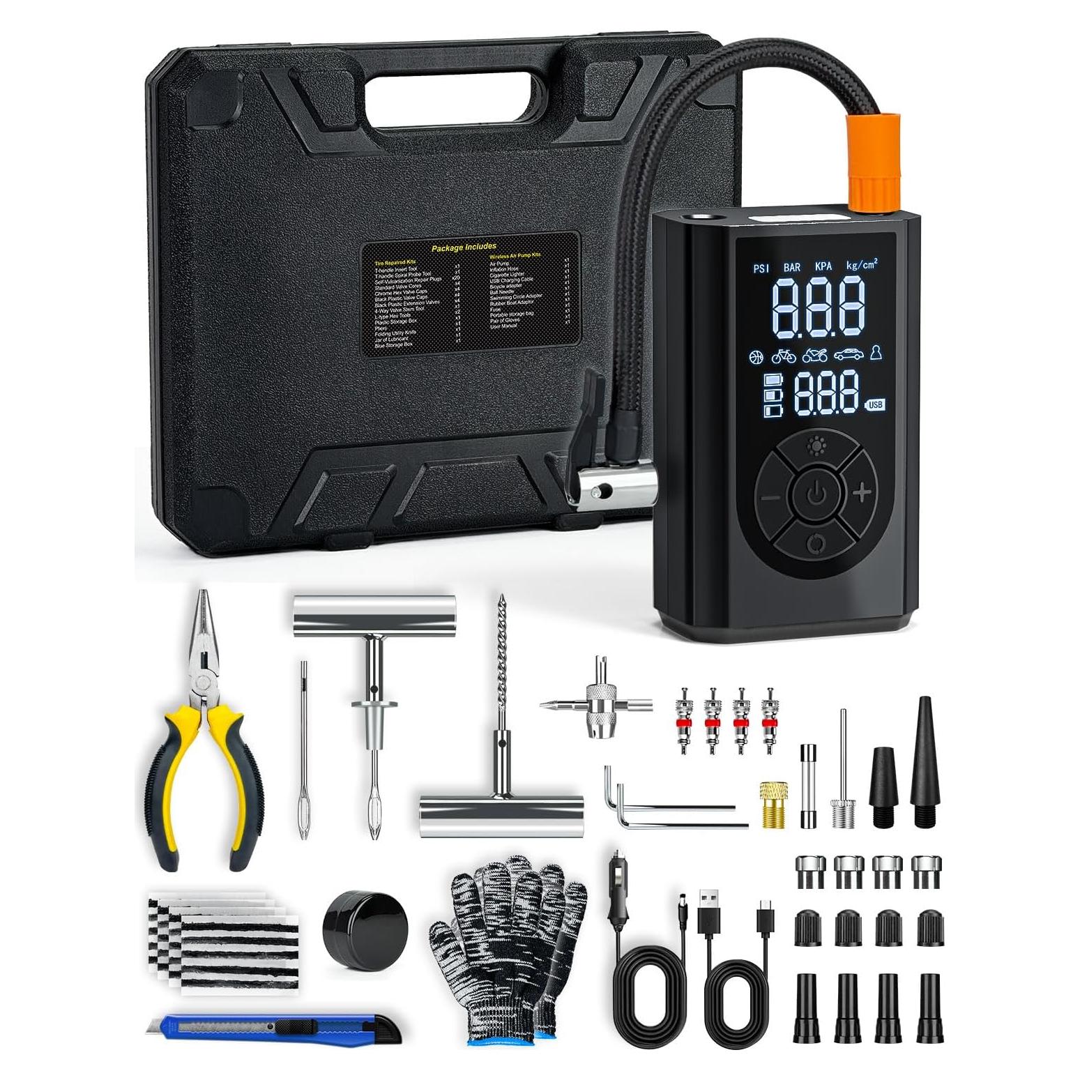 Kit de Reparación de Neumáticos FRIWOLE 8015 con Compresor 150 PSI