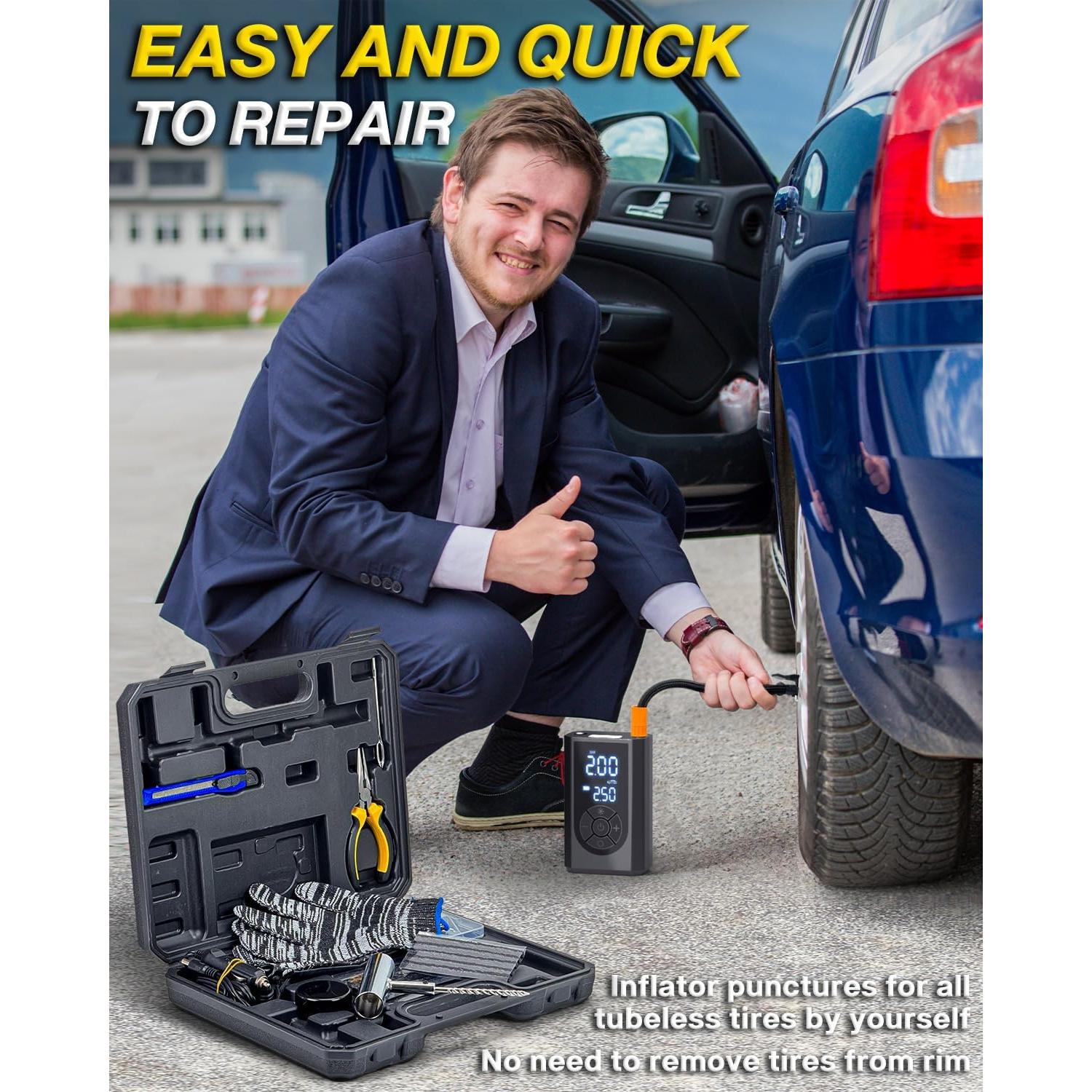 Kit de Reparación de Neumáticos FRIWOLE 8015 con Compresor 150 PSI