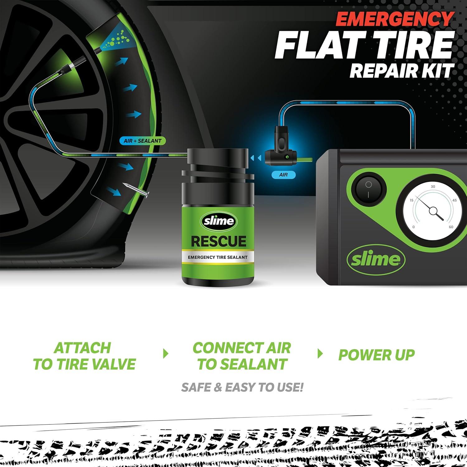 Kit de Emergencia Slime 50138 para Reparación de Neumáticos