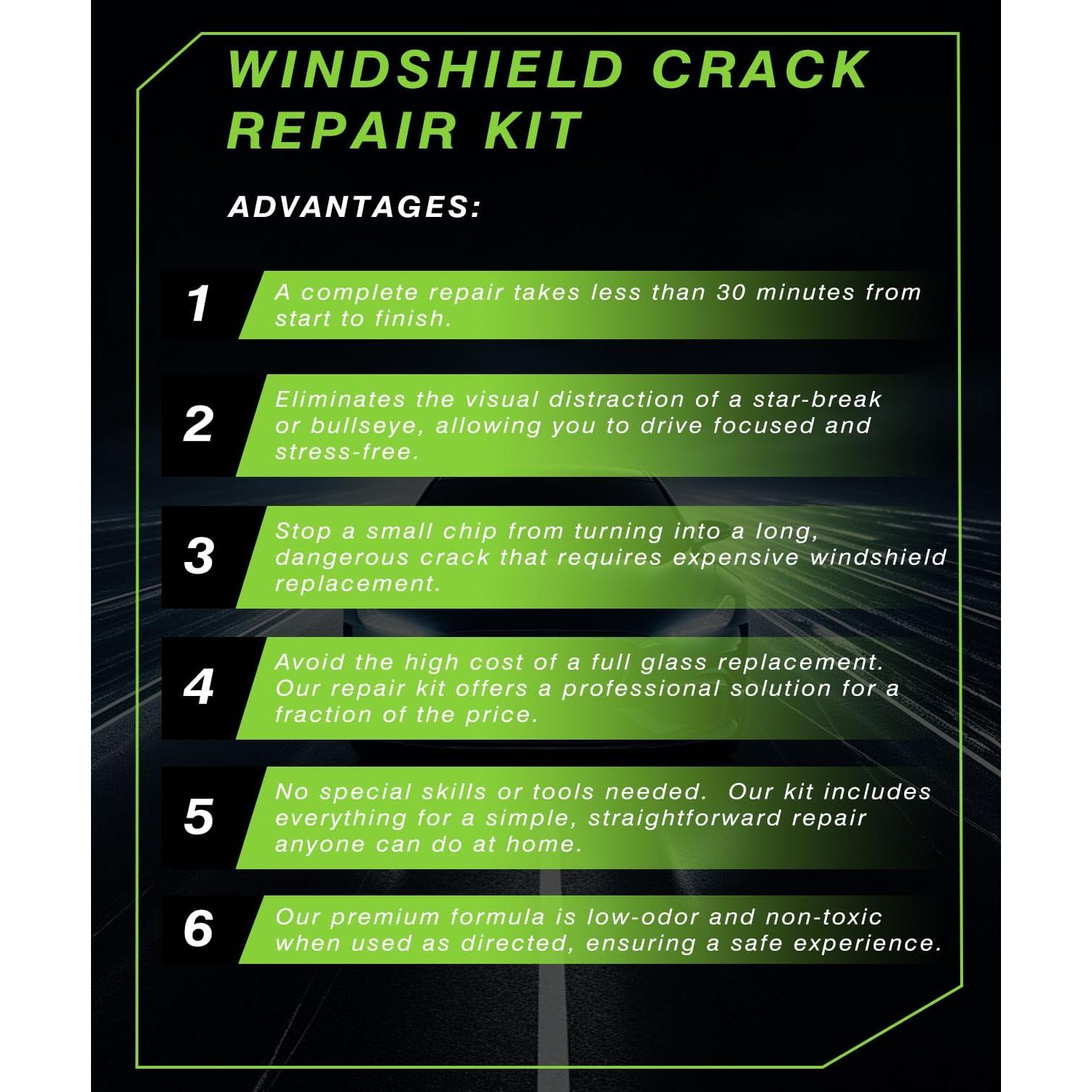 Kit de Reparación de Parabrisas Lemsper para Chips y Grietas