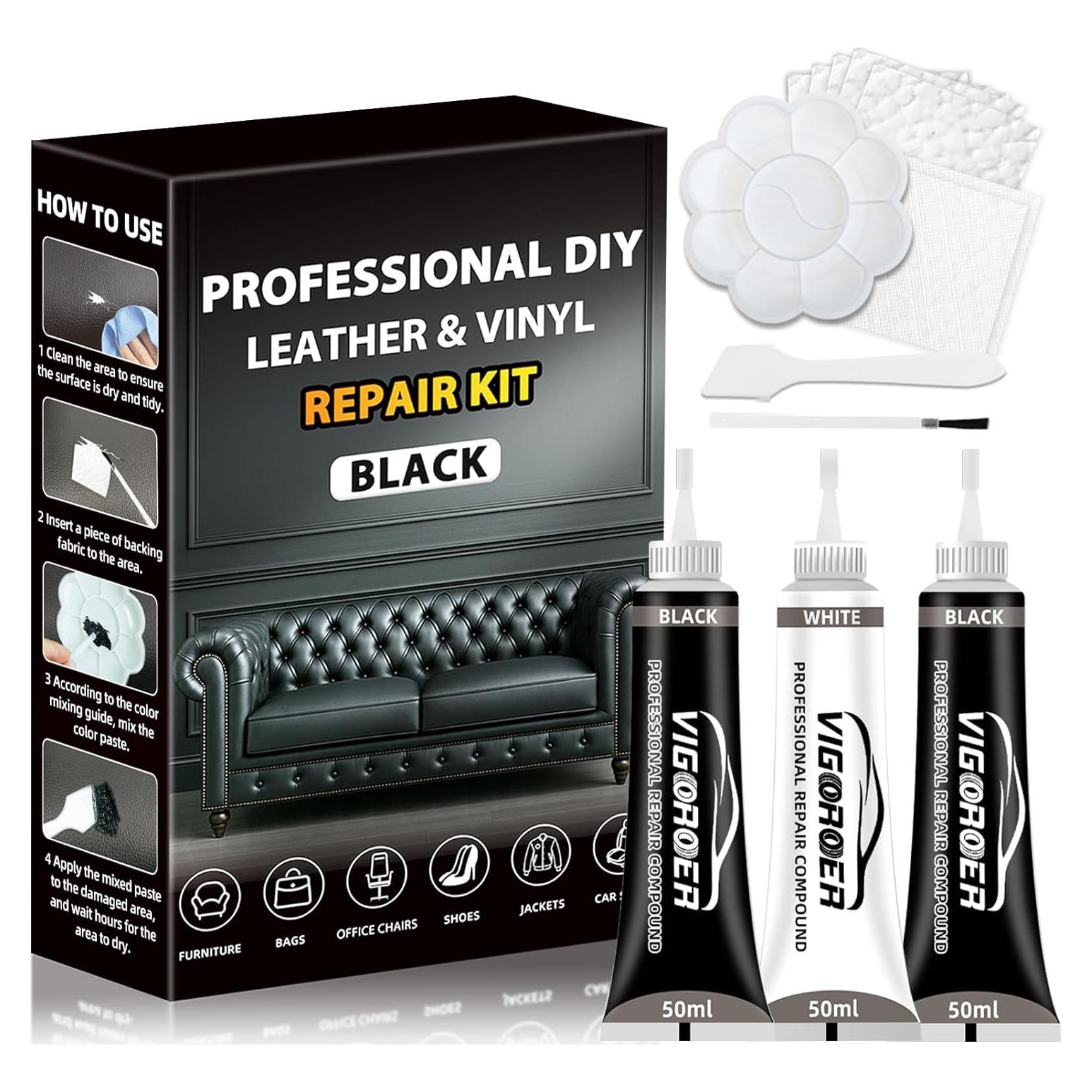 Kit de Reparación de Cuero Negro Vigorder para Automóvil