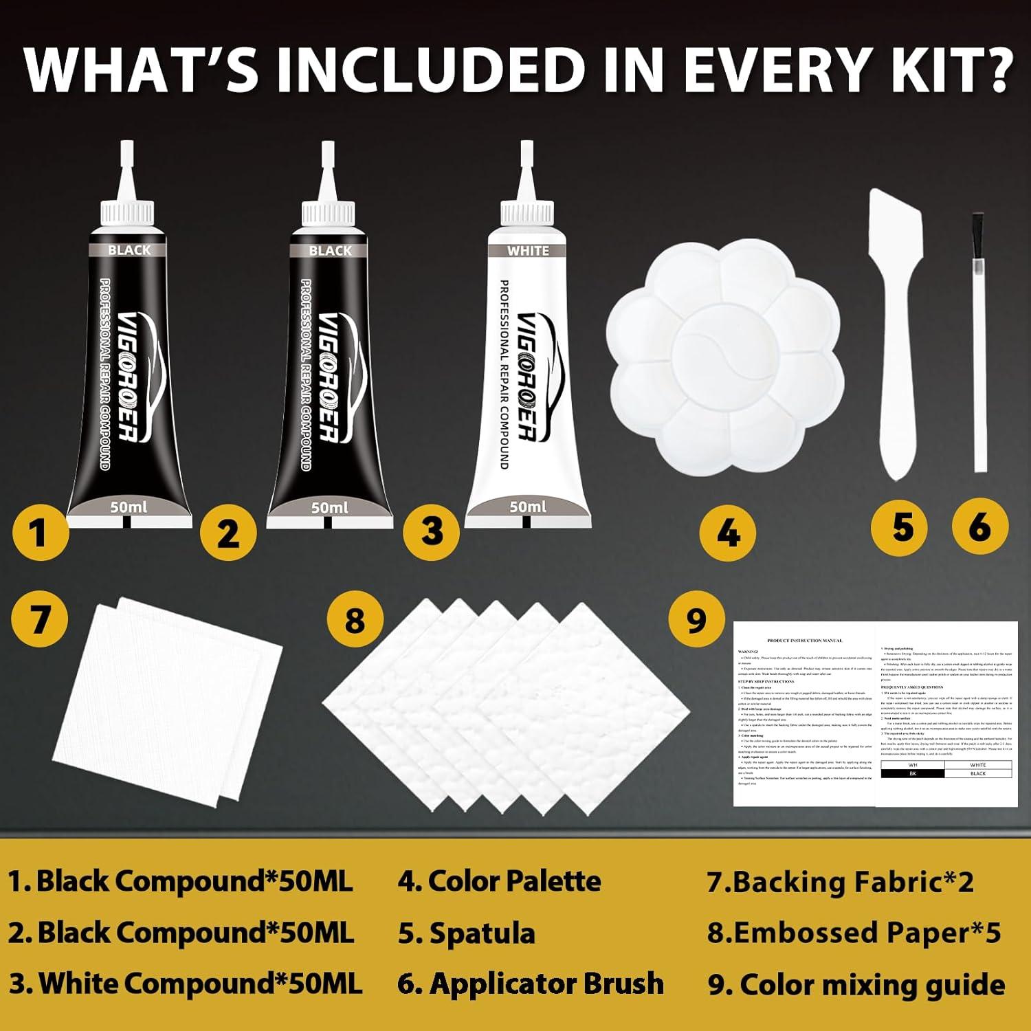 Kit de Reparación de Cuero Negro Vigorder para Automóvil